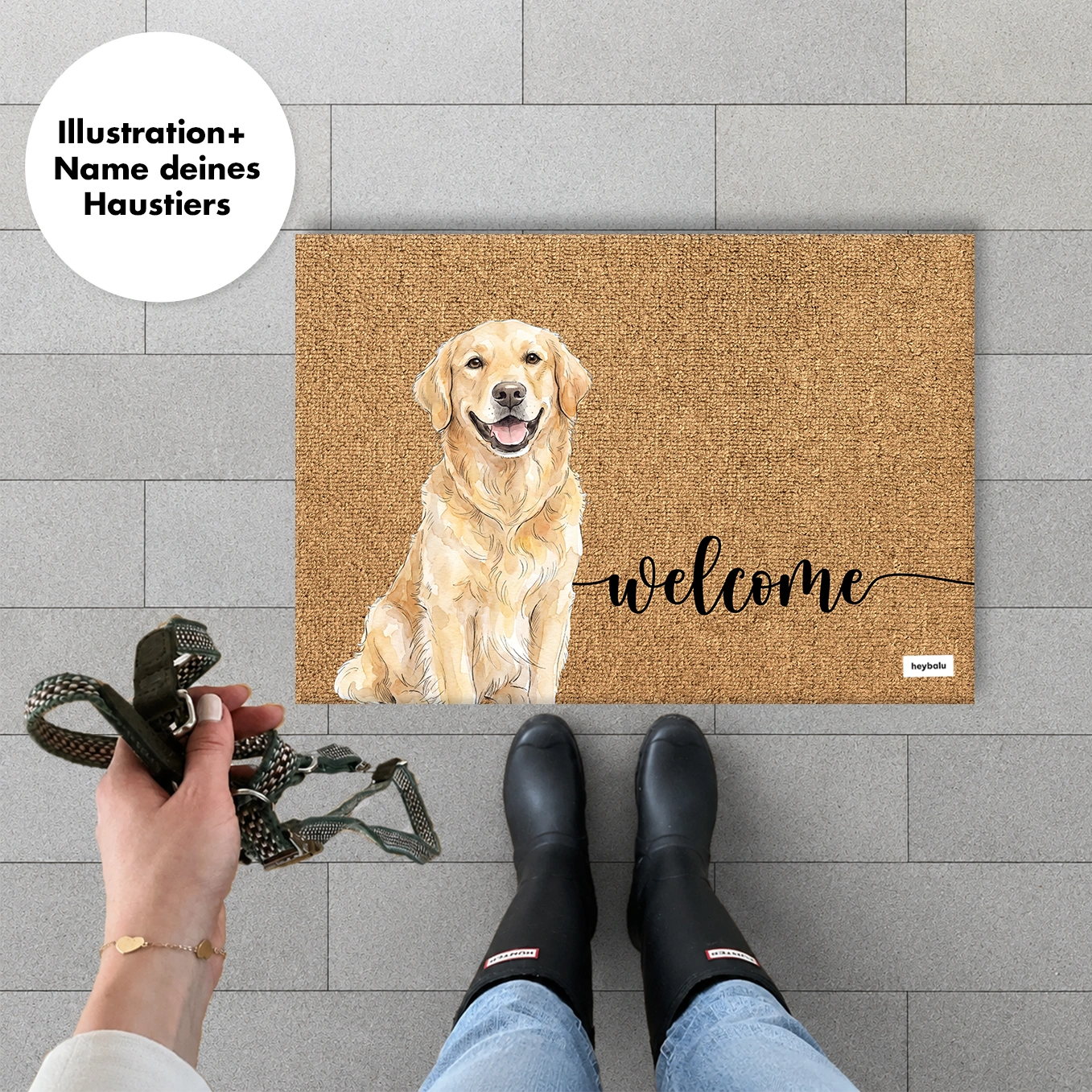 Personalisierte Fußmatte Hund "Wasserfarben"