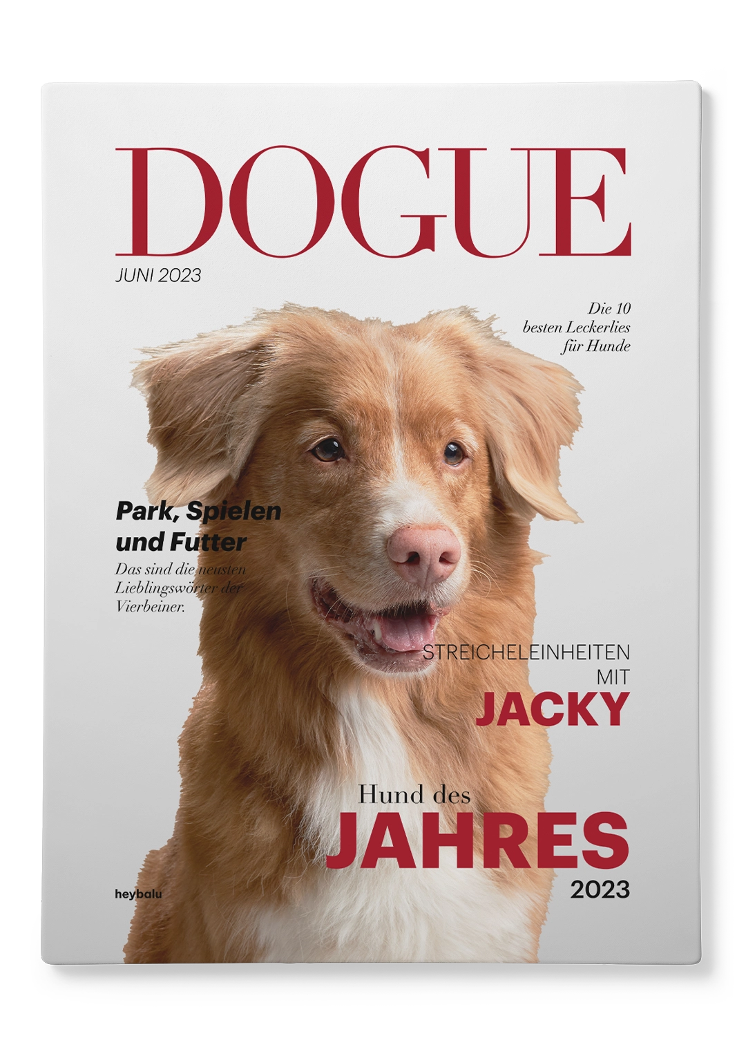 Personalisierte Leinwand Hundemagazin "DOGUE" heybalu