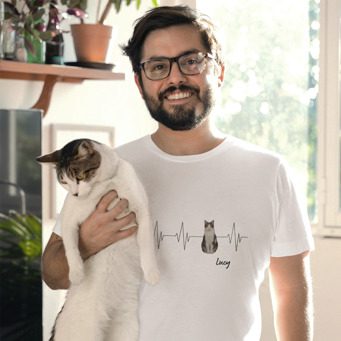Personalisiertes T-Shirt Katze "Herzschlag"
