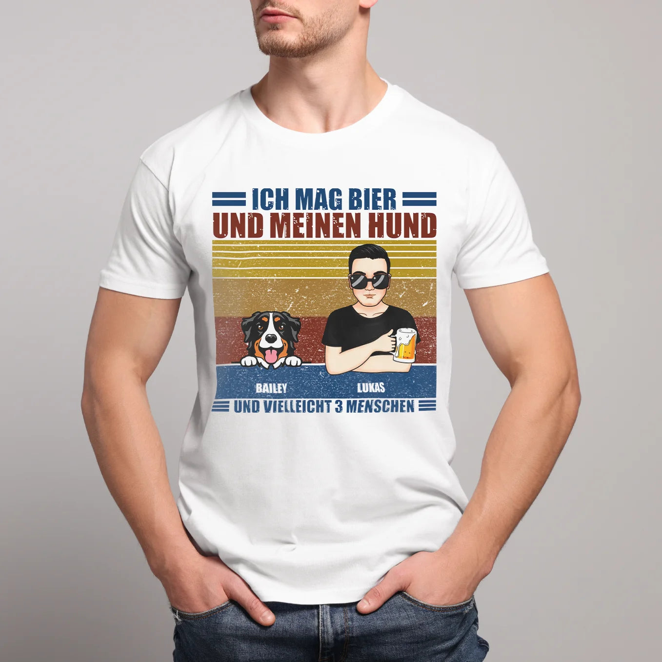 Personalisiertes T-Shirt "Ich mag Bier und meine Haustiere"