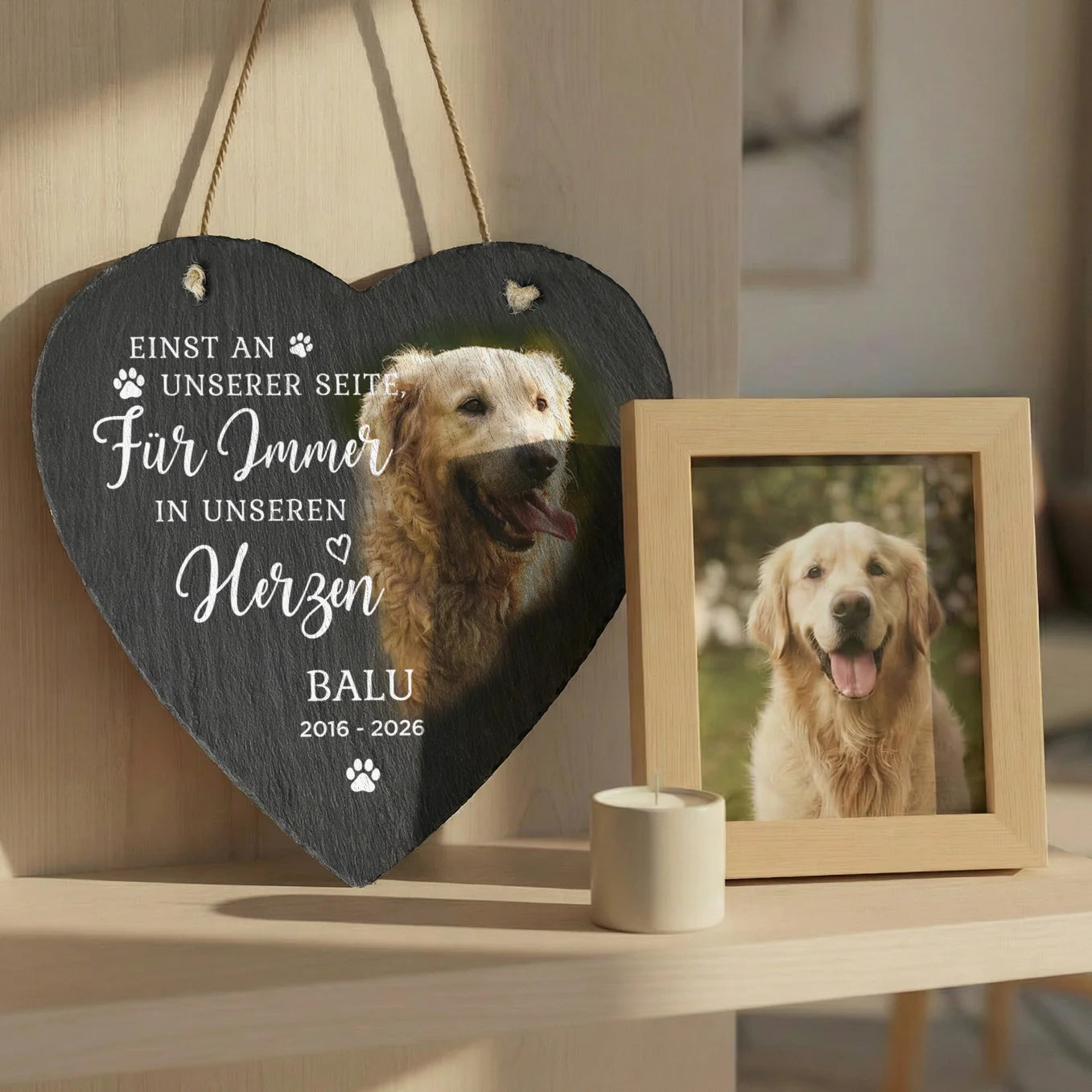 Personalisierte Schieferplatte Herz "Erinnerung"