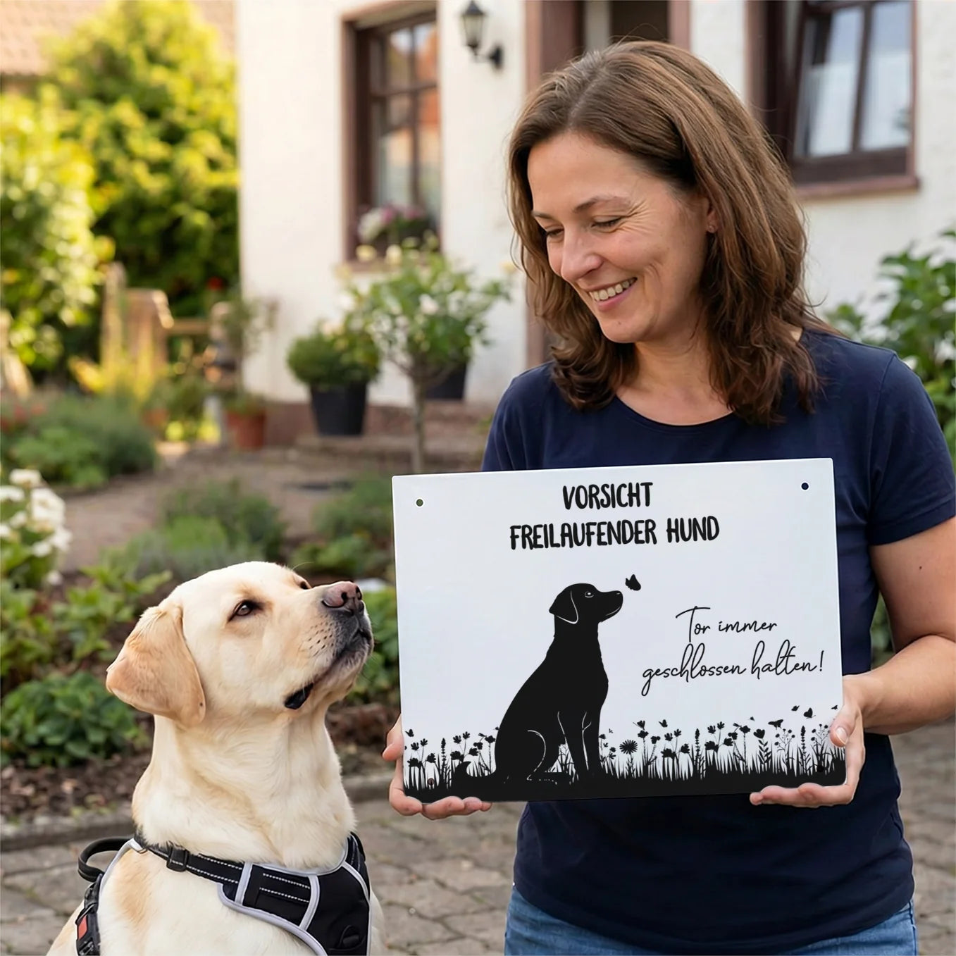 Perosnalisiertes Türschild "Freilaufender Hund"