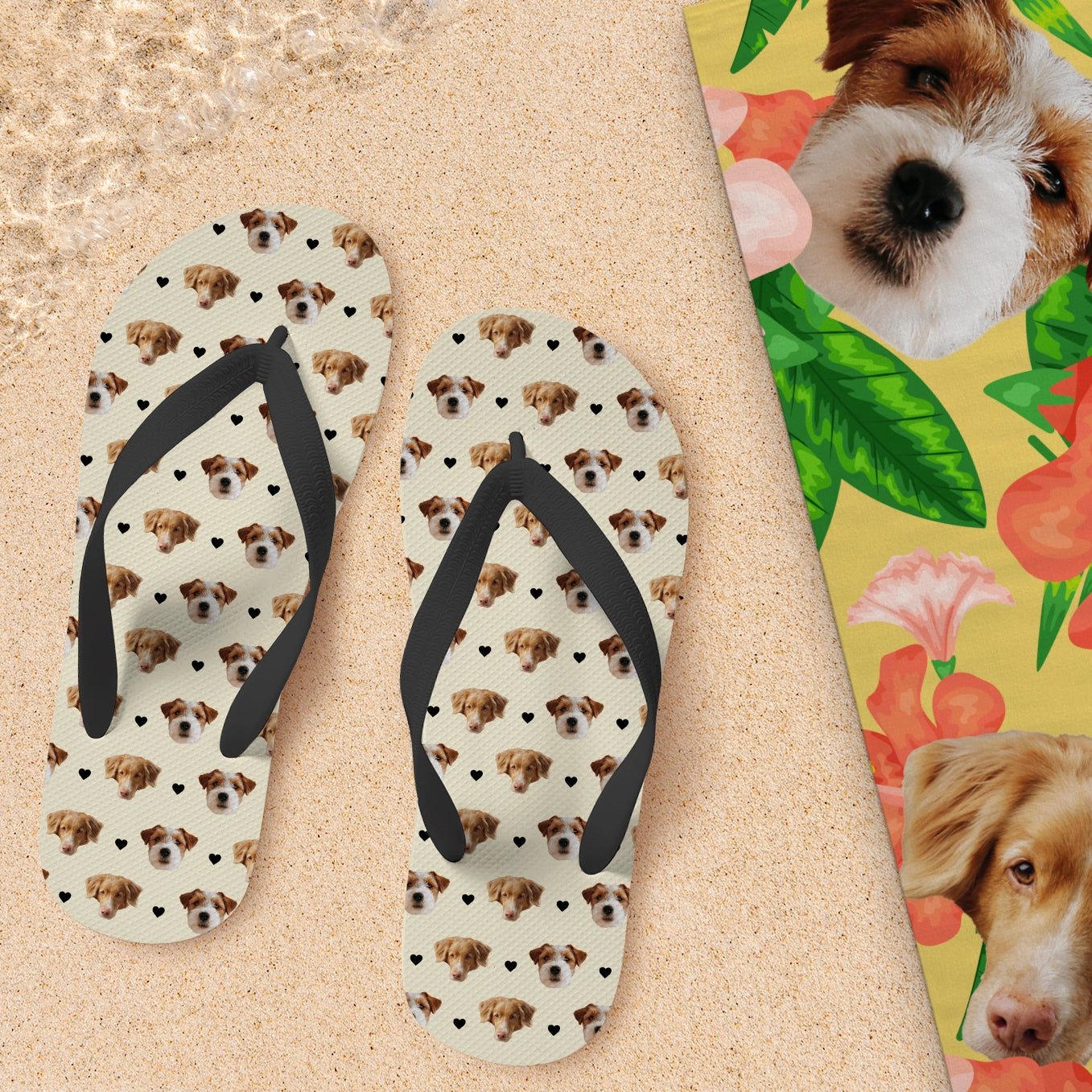 Personalisierte Flip Flops "Haustier Muster"