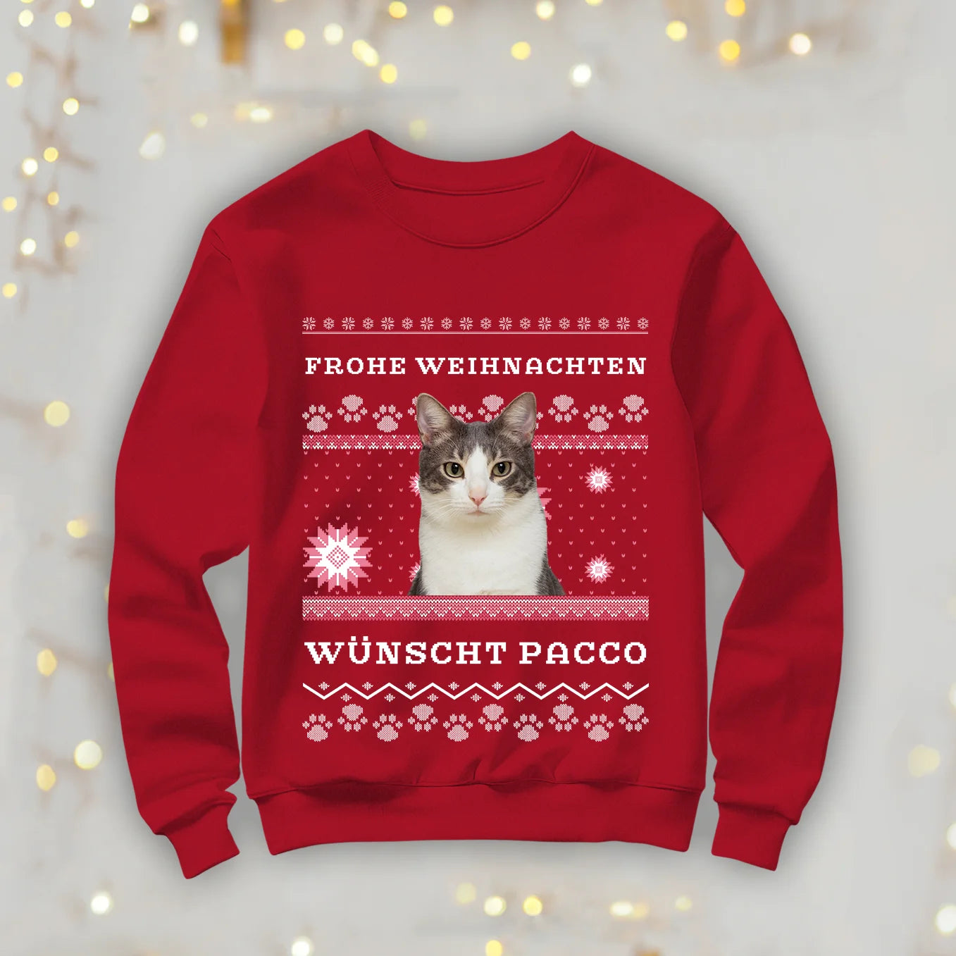 Personalisierter Christmas Sweater Katze "Ho Ho Ho" heybalu