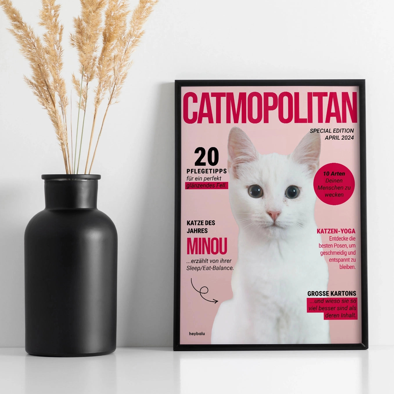 Personalisiertes Poster Katzenmagazin "Catmopolitan" Hey Balu