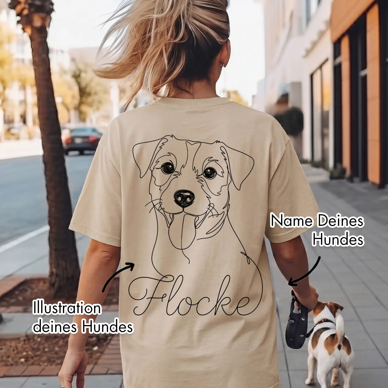 Personalisiertes Oversized Shirt "Dog Mom" mit Ärmeldruck