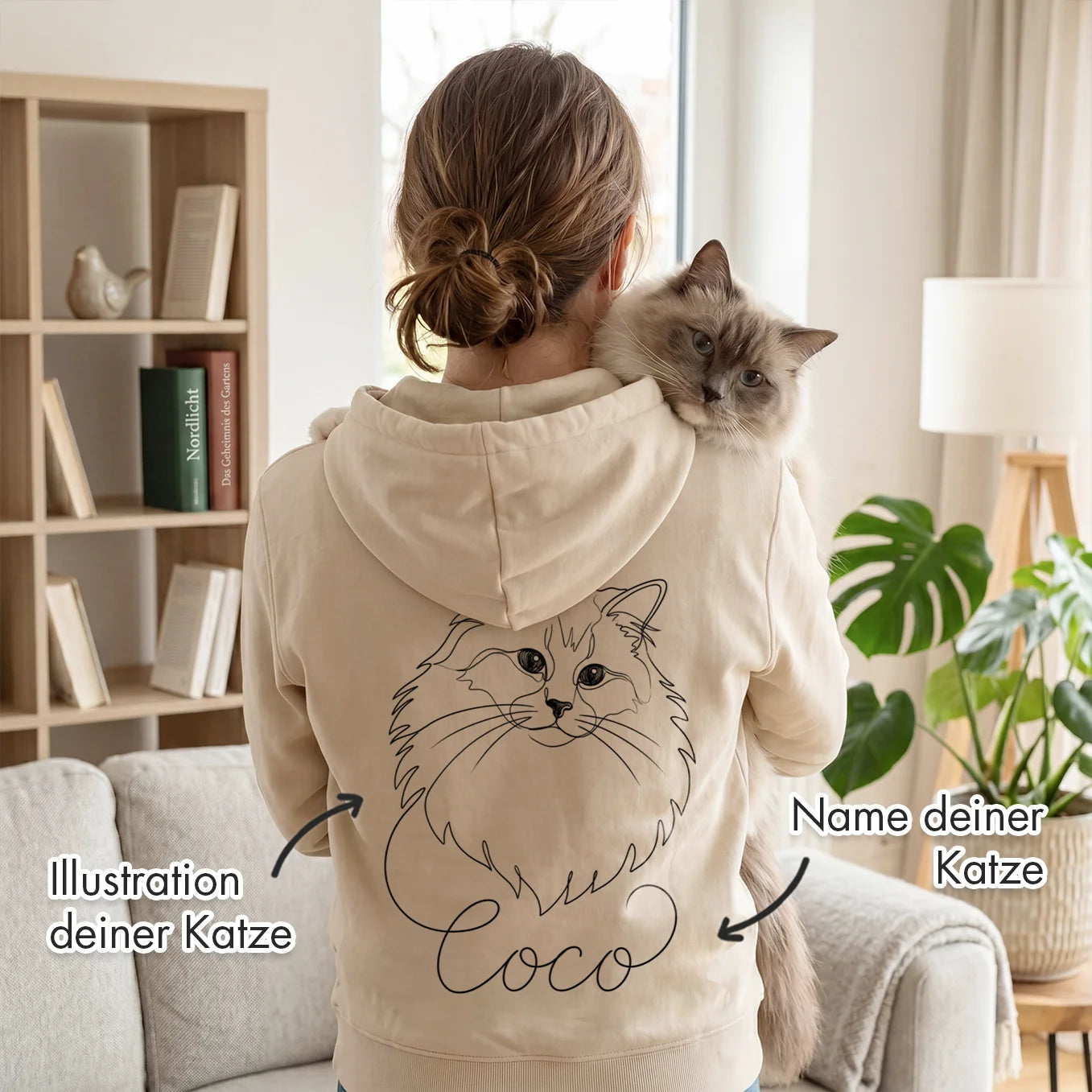 Personalisierter Hoodie "Cat Mom" mit Ärmeldruck