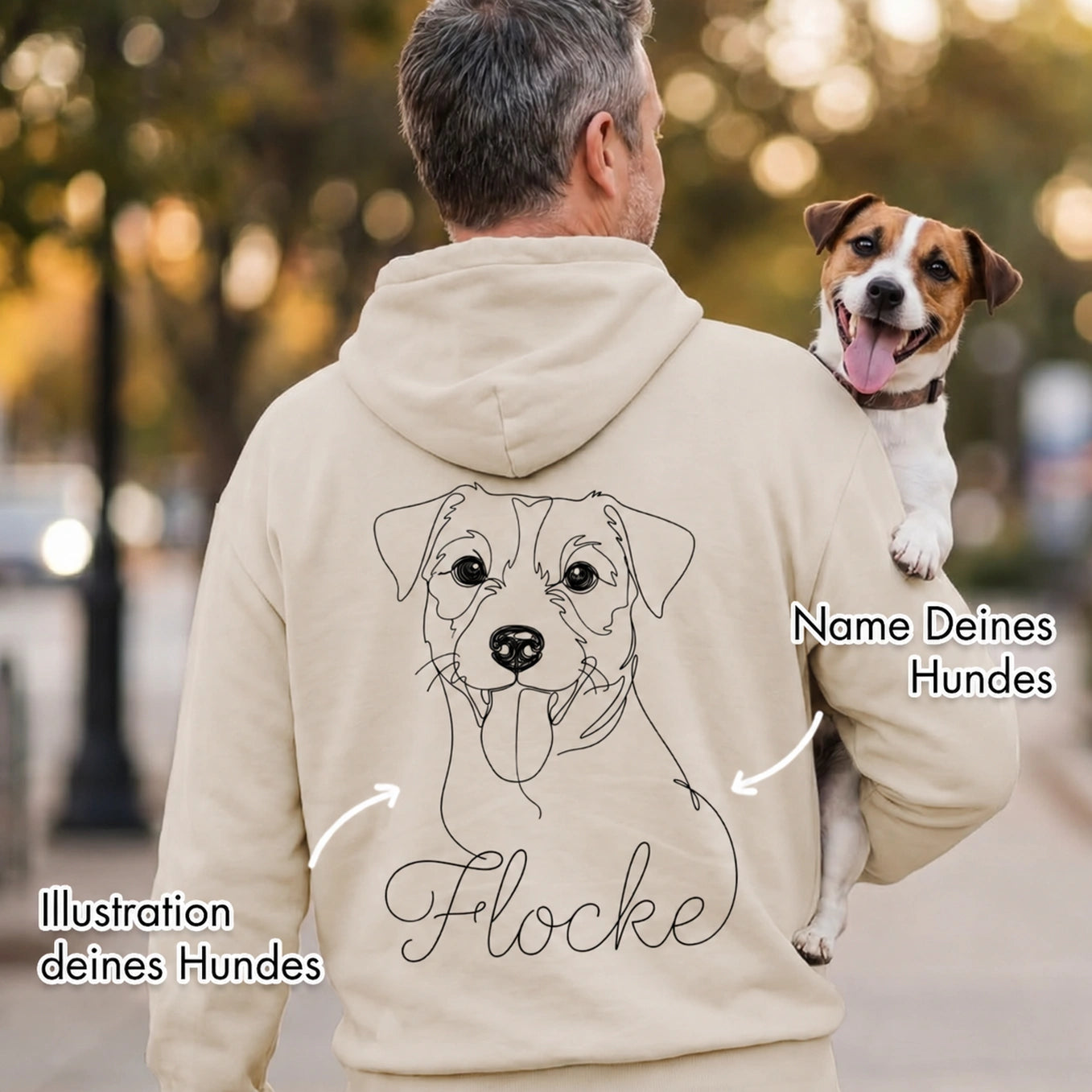 Personalisierter Hoodie "Dog Dad" (mit Ärmeldruck)