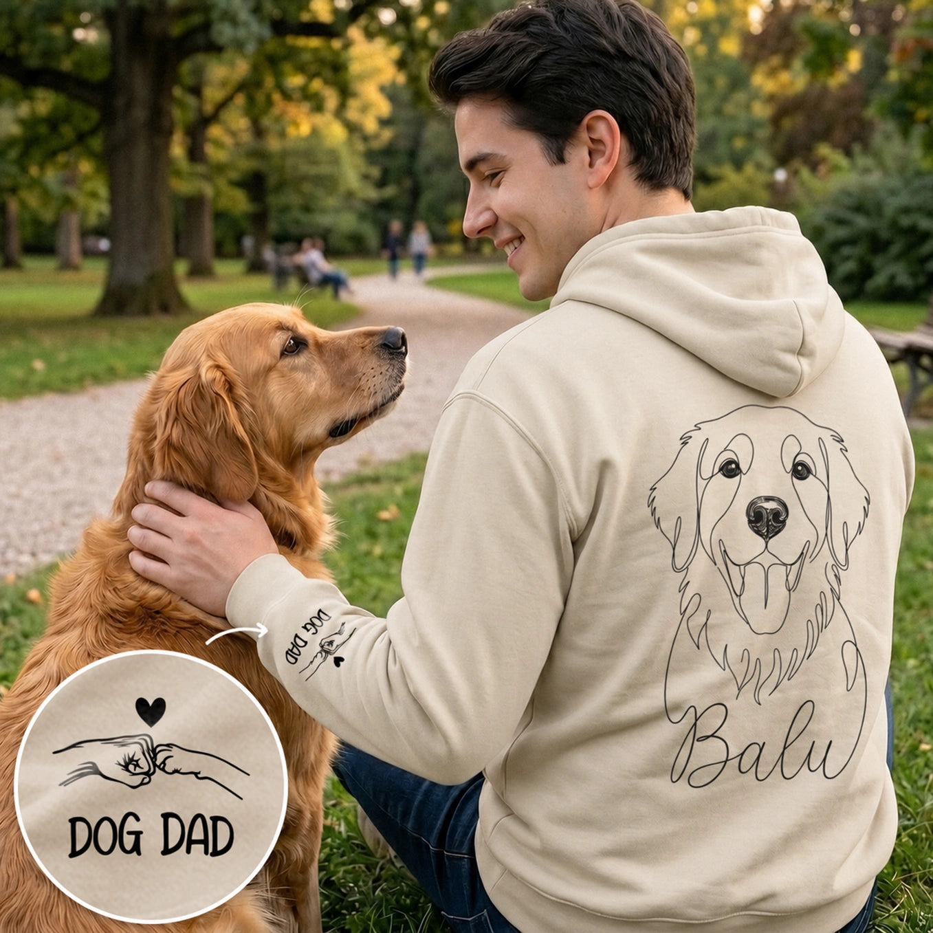 Personalisierter Hoodie "Dog Dad" (mit Ärmeldruck)