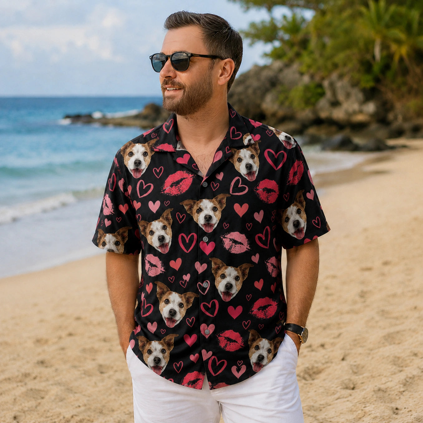 Personalisiertes Hawaii Hemd "1000 Küsse"