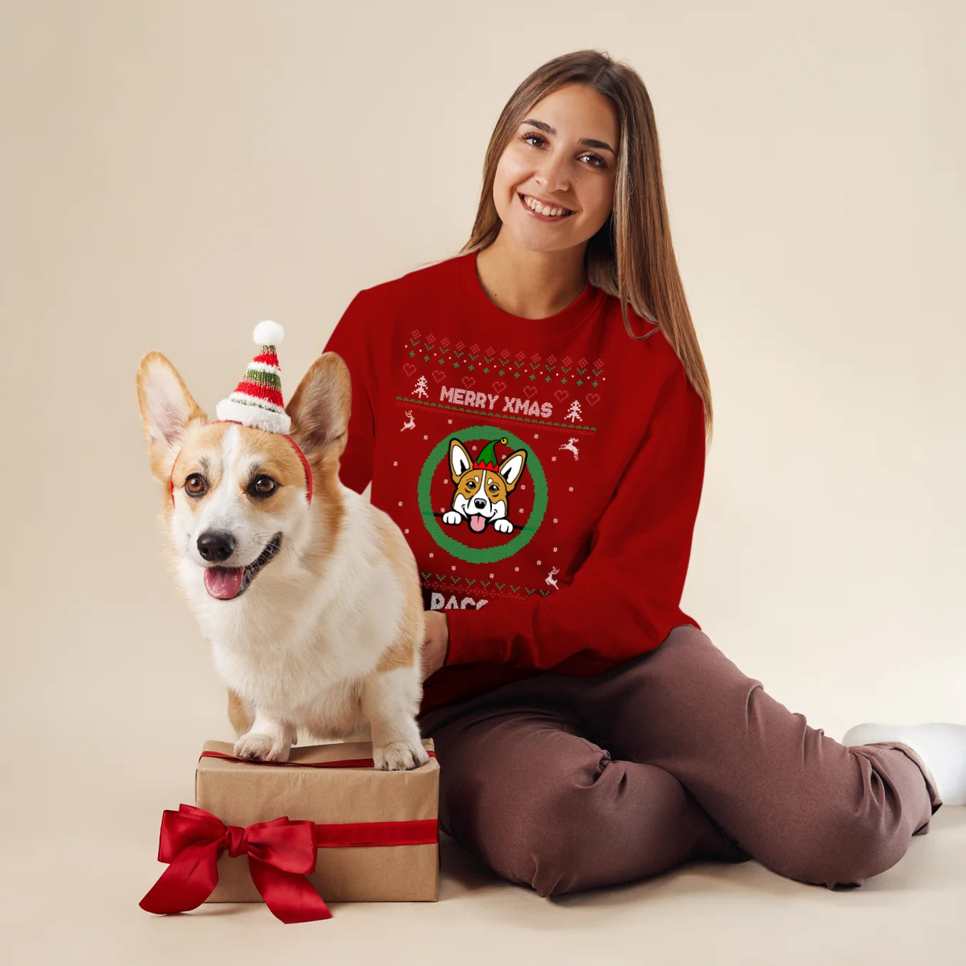 Christmas Sweater mit deinem Hund im Cartoon-Stil heybalu