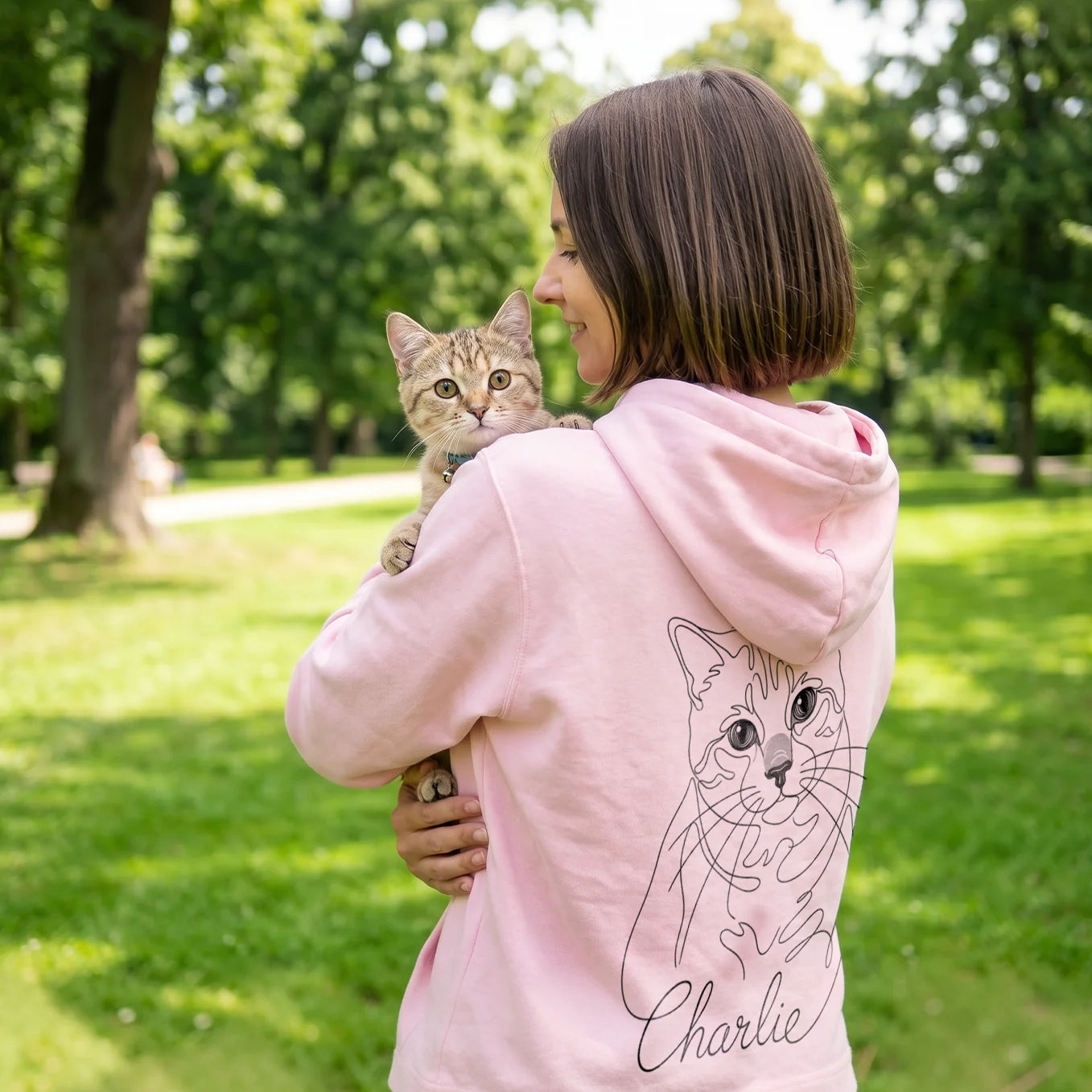 Personalisierter Hoodie "Cat Mom" mit Ärmeldruck