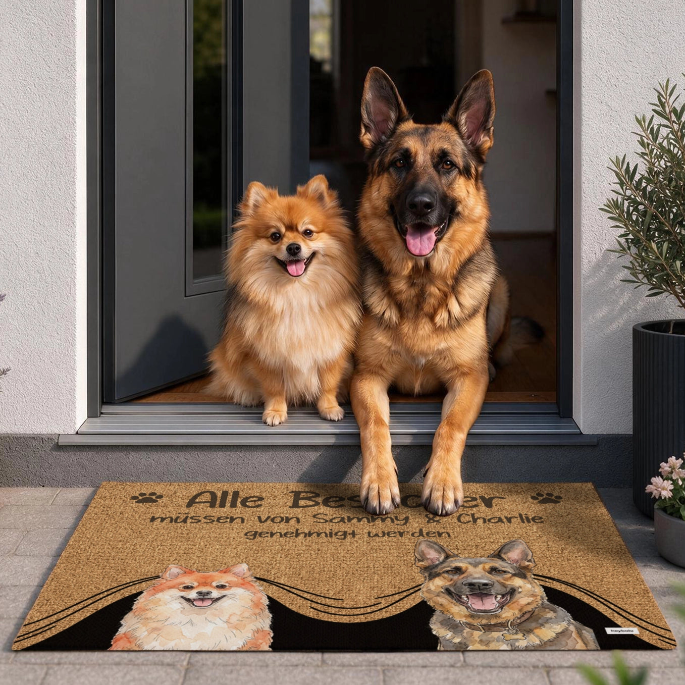 Personalisierte Fußmatte "Besuch genehmigt"