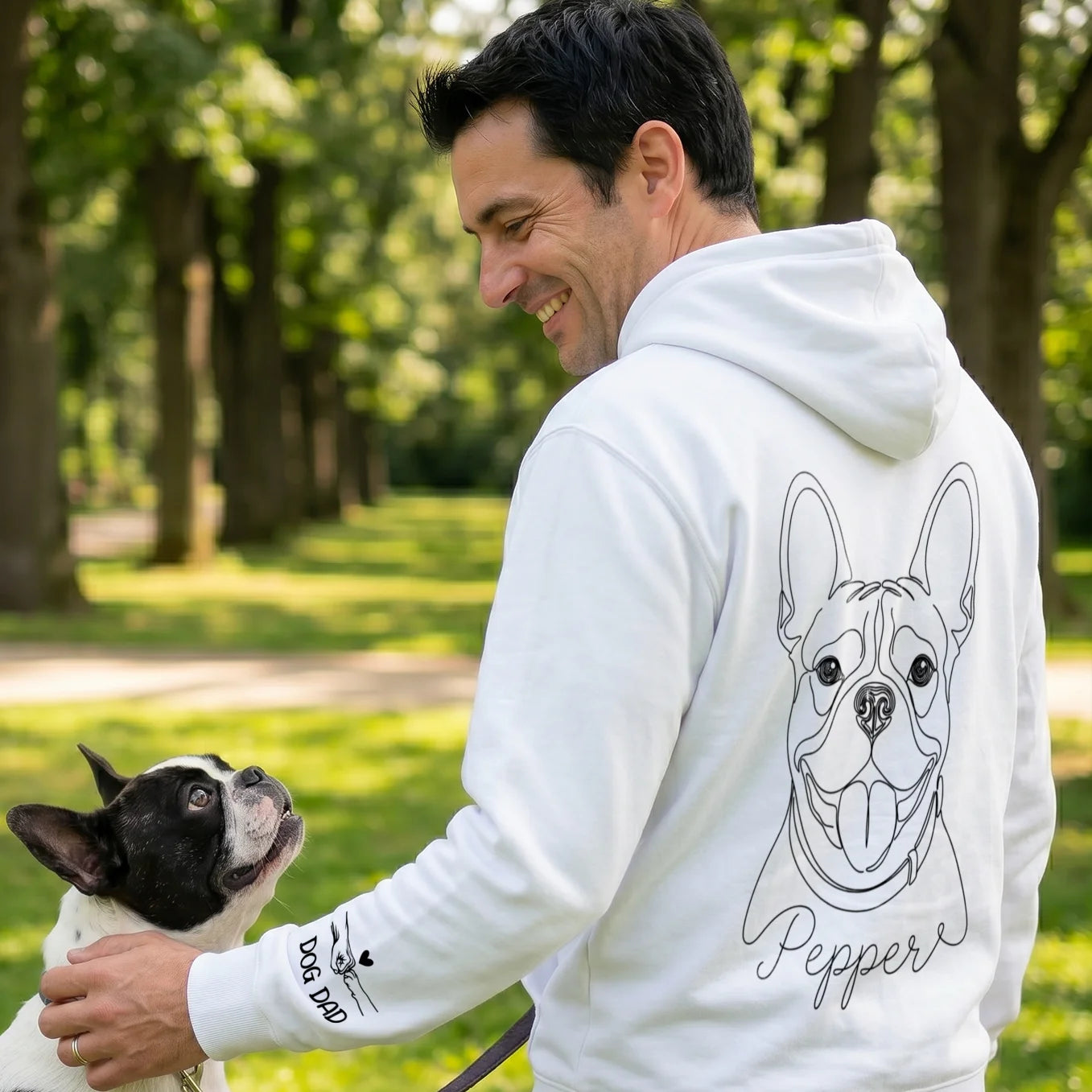 Personalisierter Hoodie "Dog Dad" mit Ärmeldruck