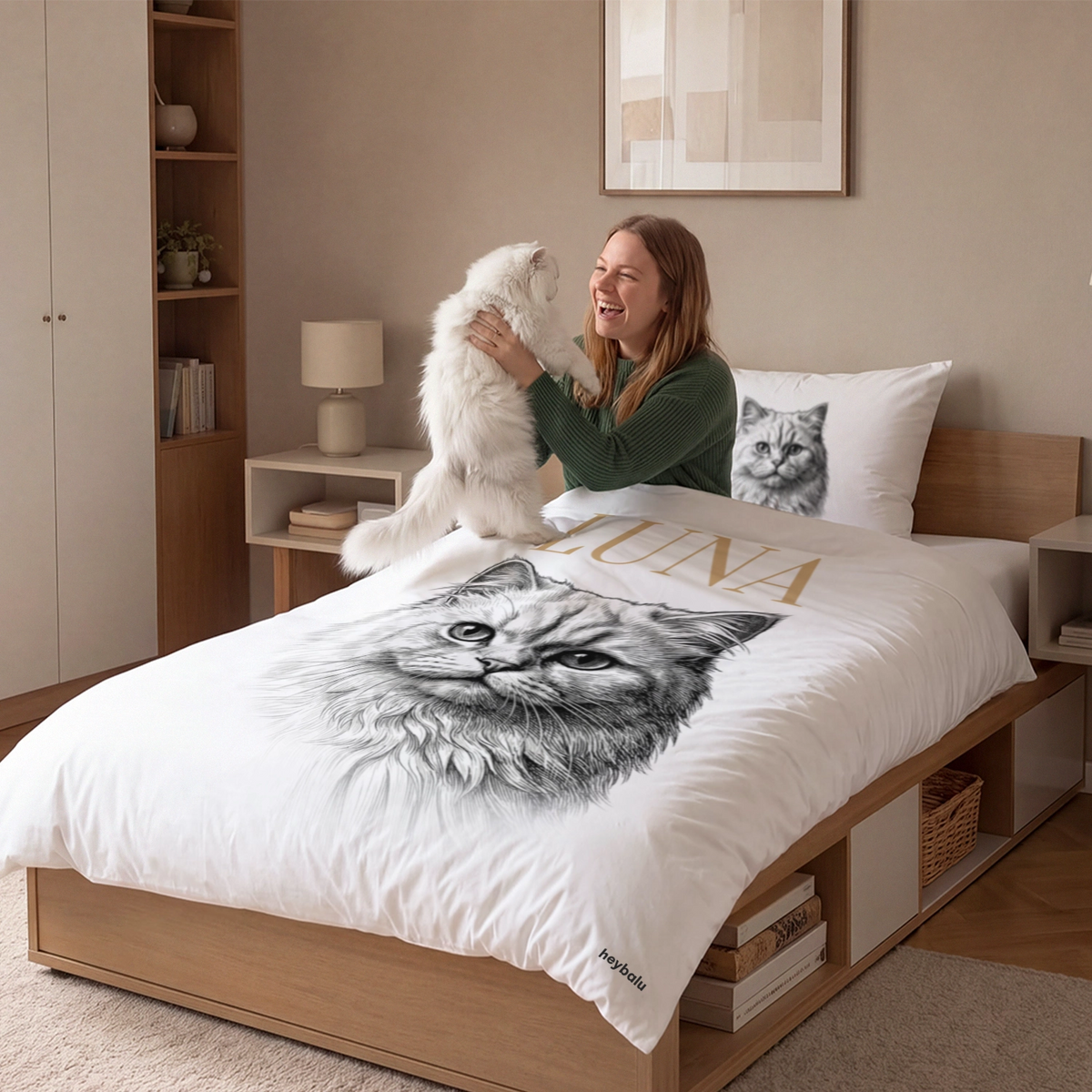 Personalisierte Bettwäsche "Retro Katze"