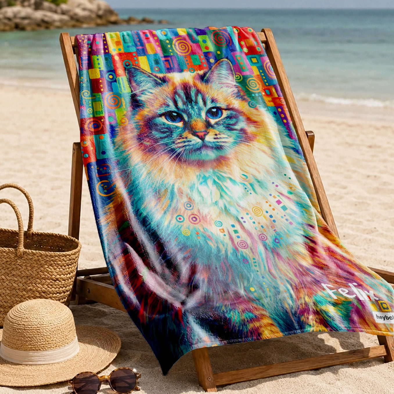 Personalisiertes Badetuch "Graffiti Katze"