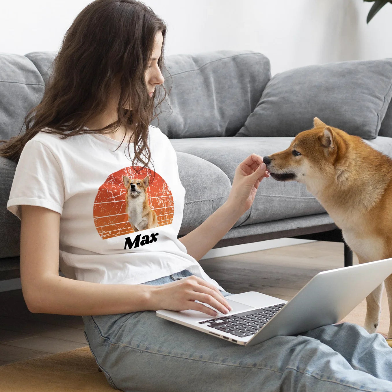 Personalisiertes Retro T-Shirt "Foto von deinem Hund" Hey Balu