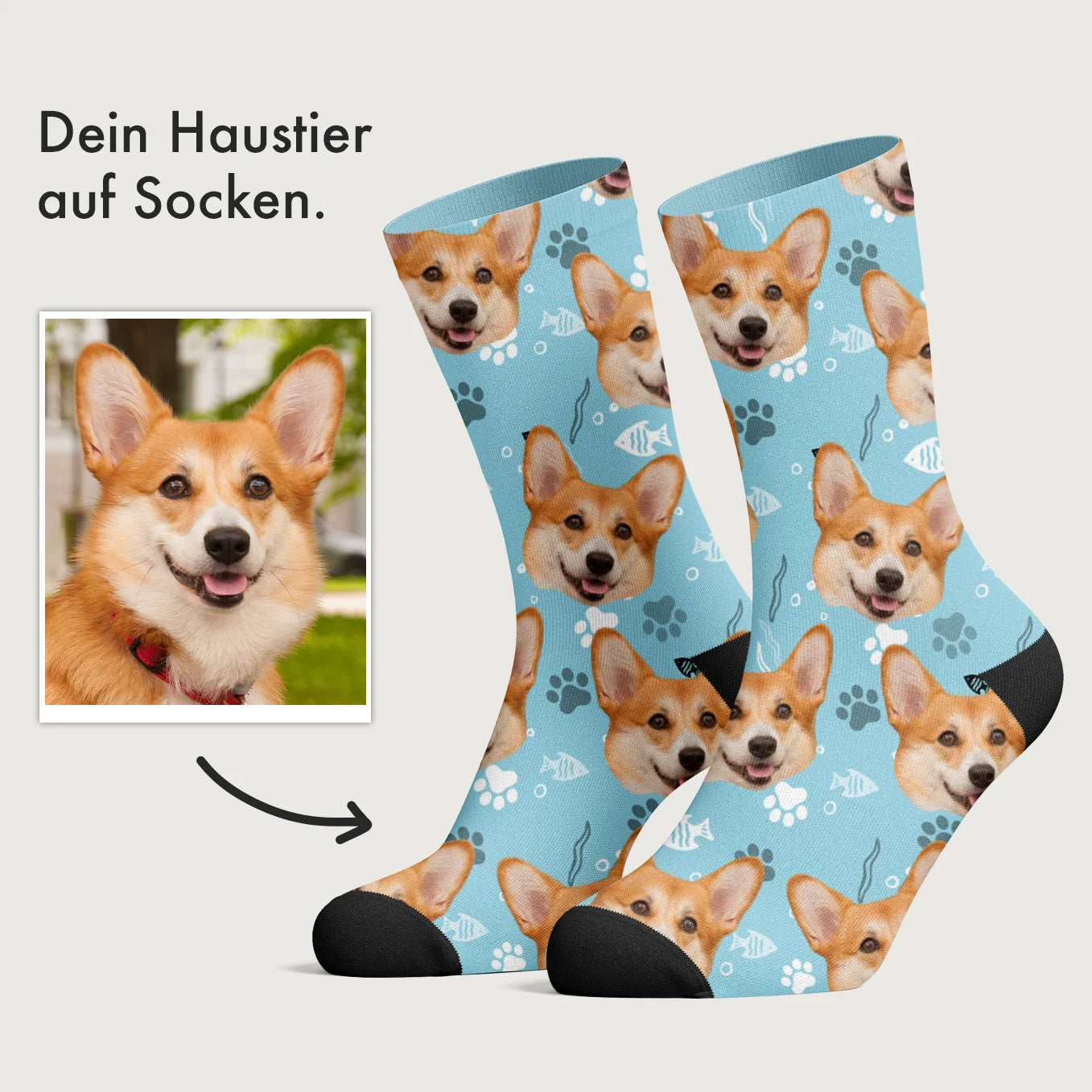 Personalisierte Socken mit deinem Haustierfoto