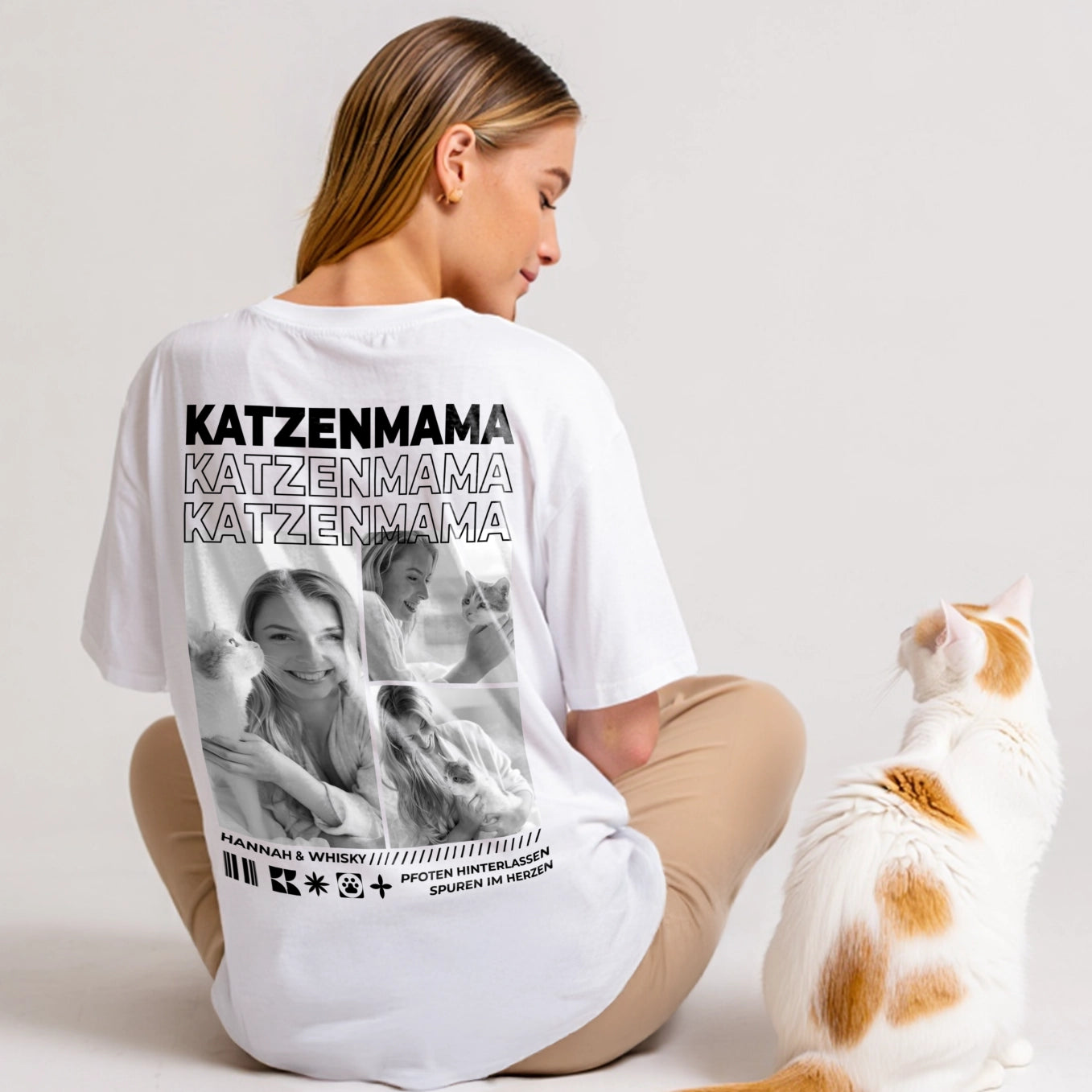 Personalisiertes Oversized T-Shirt "Cat Mom"