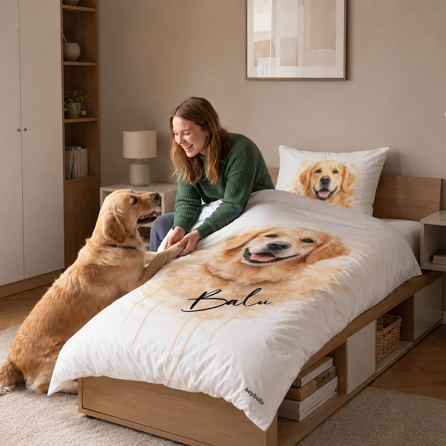 Personalisierte Bettwäsche "Wasserfarben Hund"