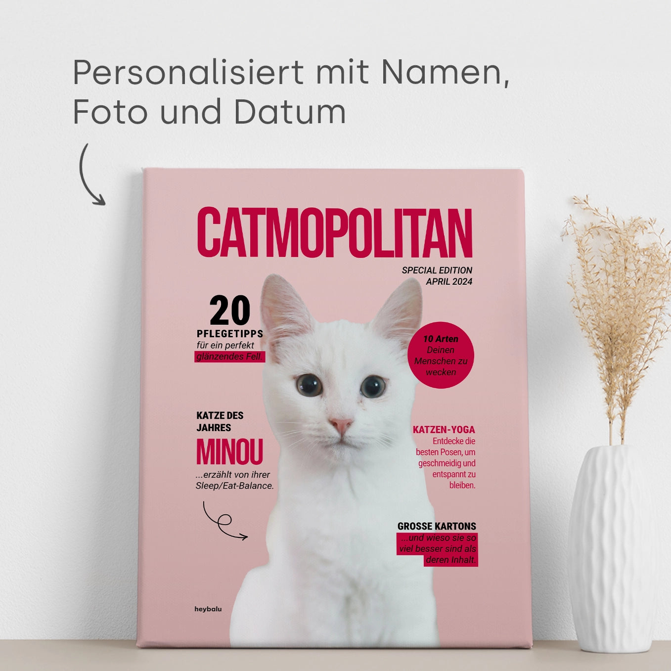 Personalisierte Leinwand Katzenmagazin "Catmopolitan"