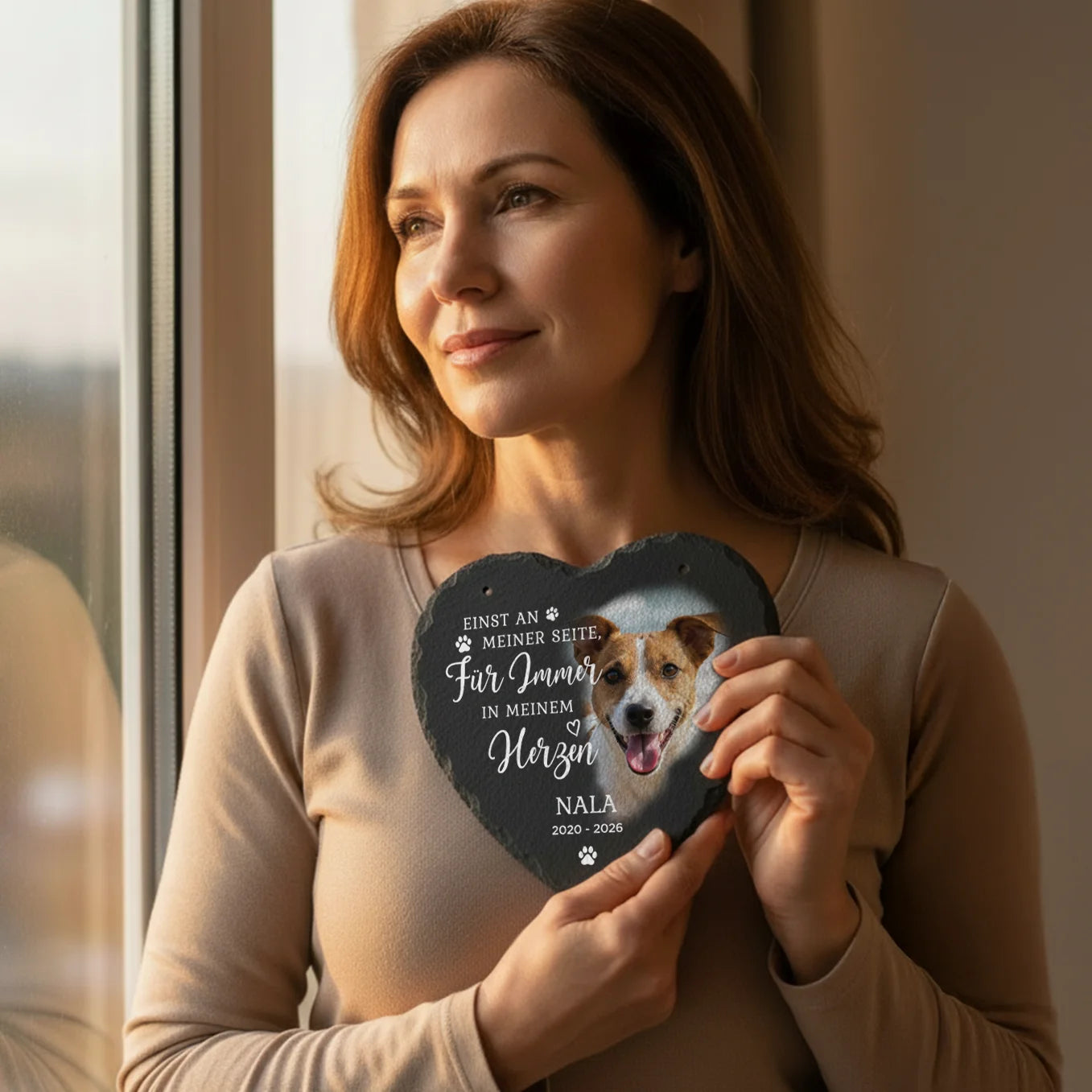 Personalisierte Schieferplatte Herz "Erinnerung"