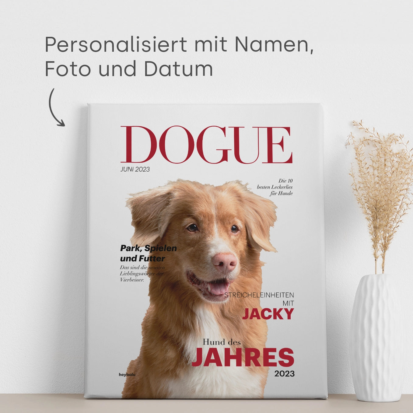 Personalisierte Leinwand Hundemagazin "DOGUE"