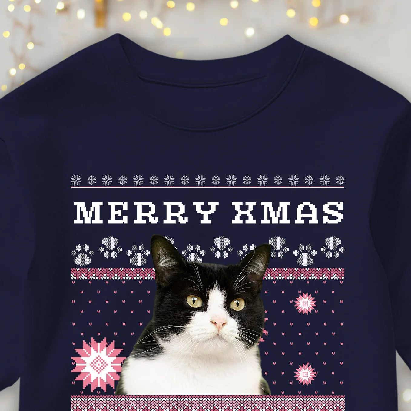 Personalisierter Christmas Sweater Katze "Ho Ho Ho" heybalu