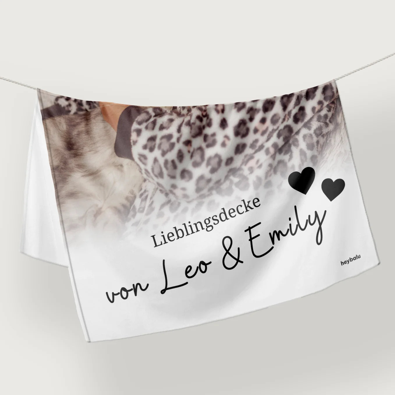 Personalisierte Kuscheldecke Katzen "Dein Foto & Text" Hey Balu