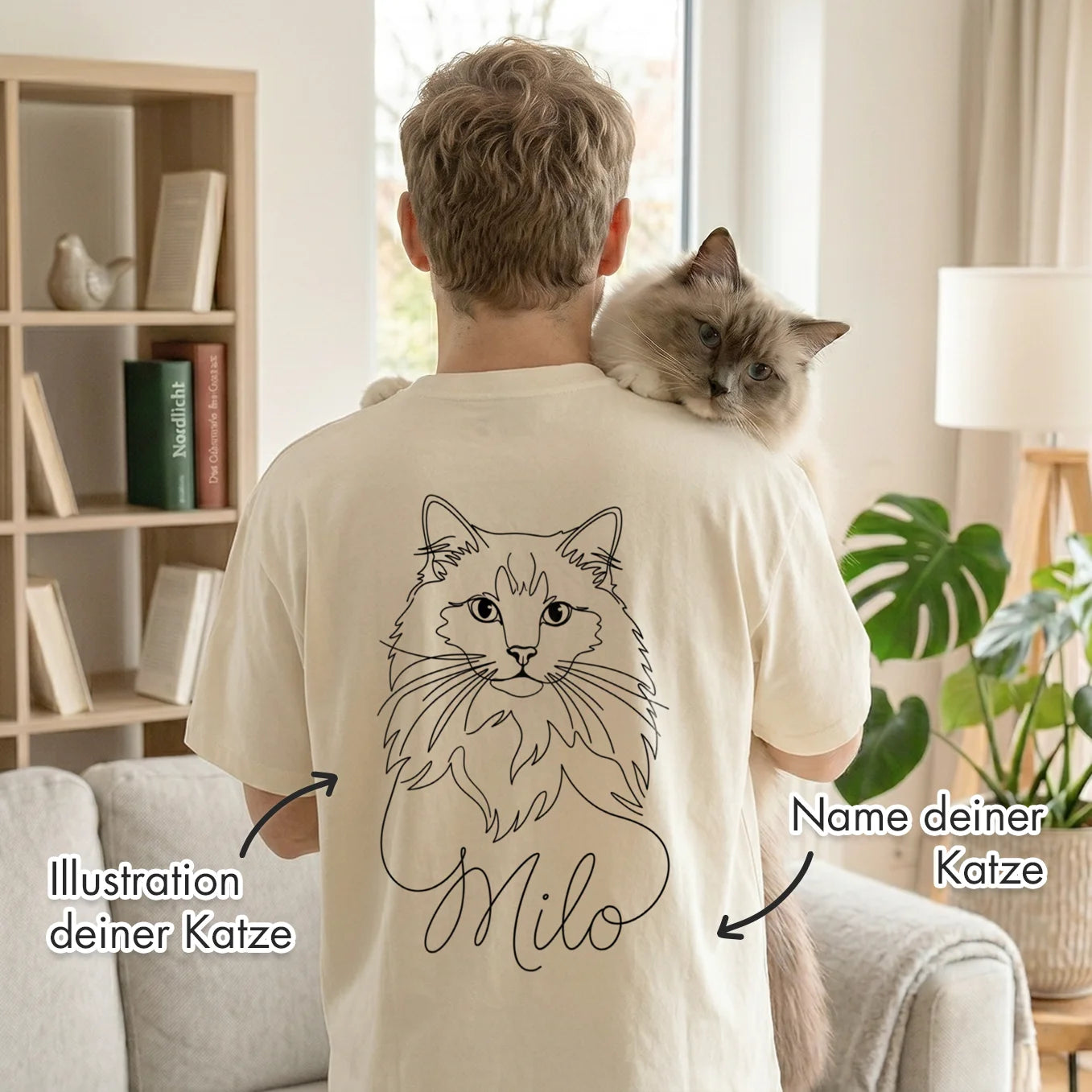 Personalisiertes Oversized Shirt "Cat Dad" mit Ärmeldruck