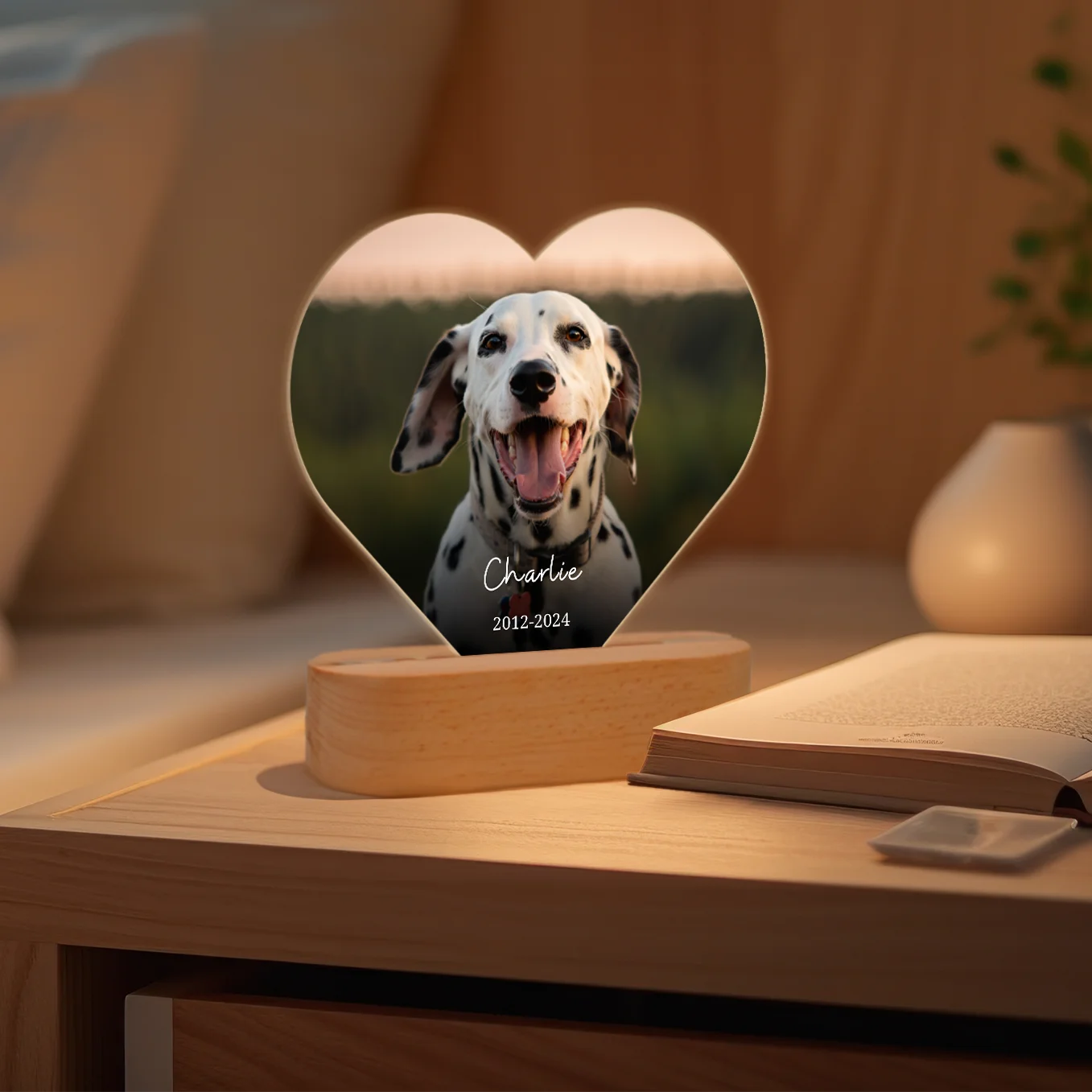 Personalisiertes Herz Acryl-Licht "Dein Haustier" mit Foto