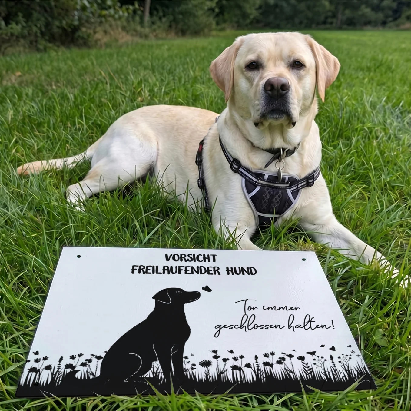 Perosnalisiertes Türschild "Freilaufender Hund"