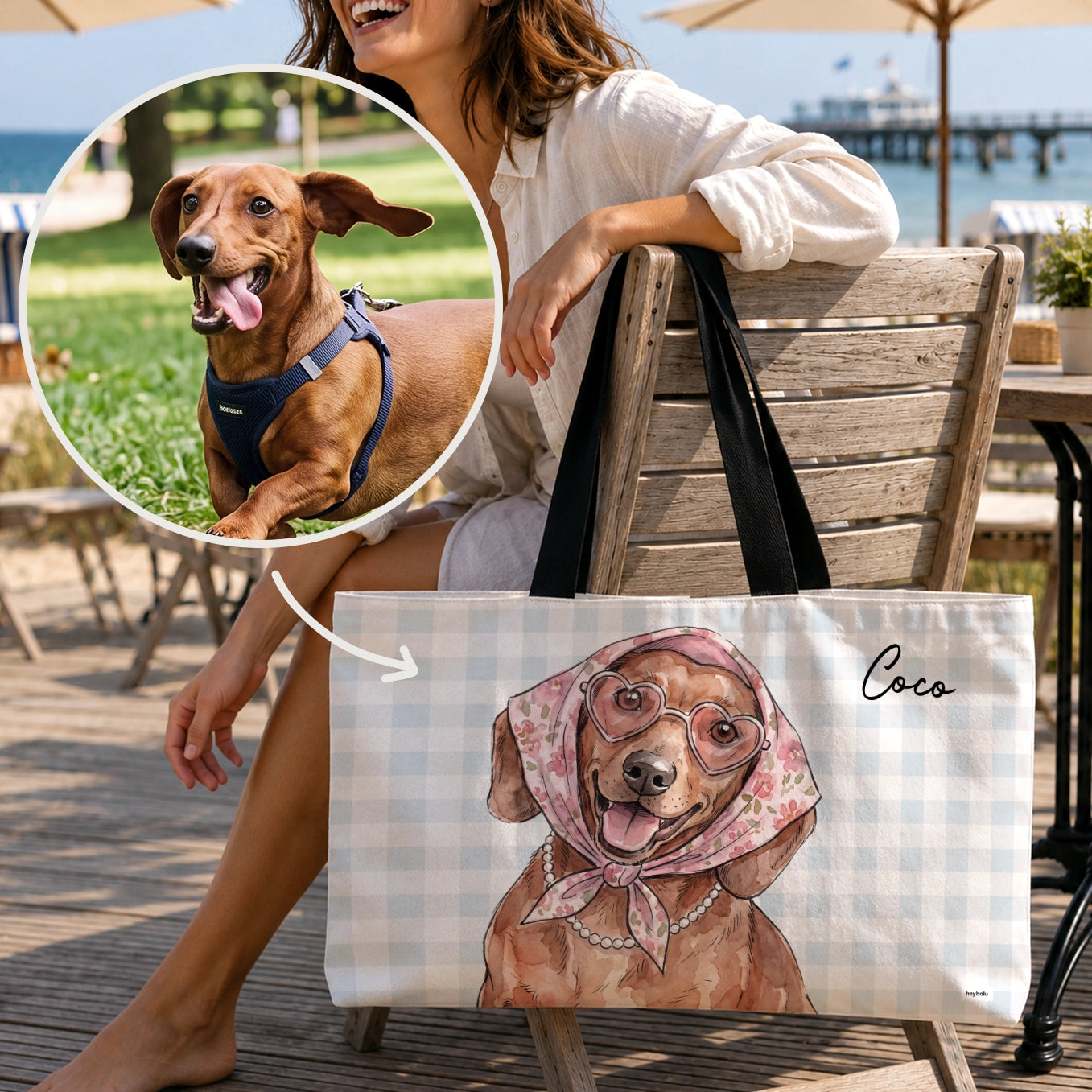 Personalisierte Strandtasche "Hund"