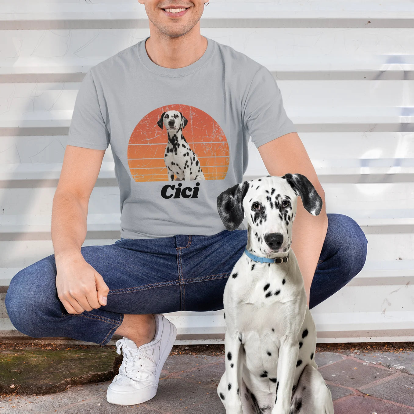 Personalisiertes Retro T-Shirt "Foto von deinem Hund" Hey Balu