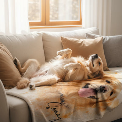 Personalisierte Decke "Wasserfarben Hund" – personalisiertes Geschenk – Ansicht 3
