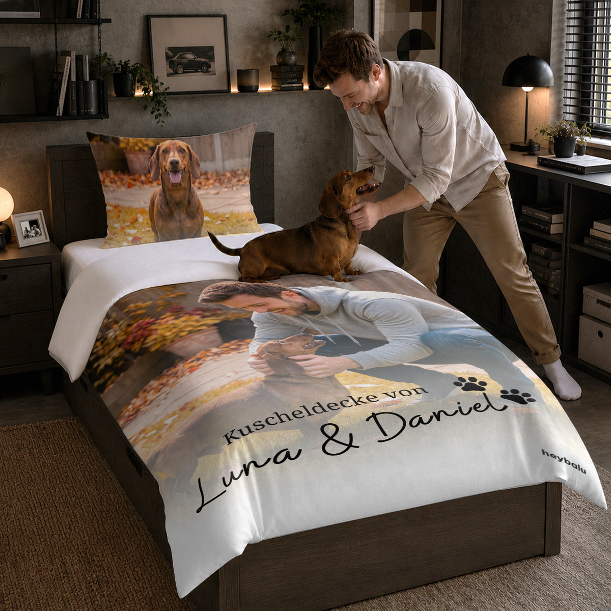 Personalisierte Bettwäsche Baumwollsatin "Foto & Text"
