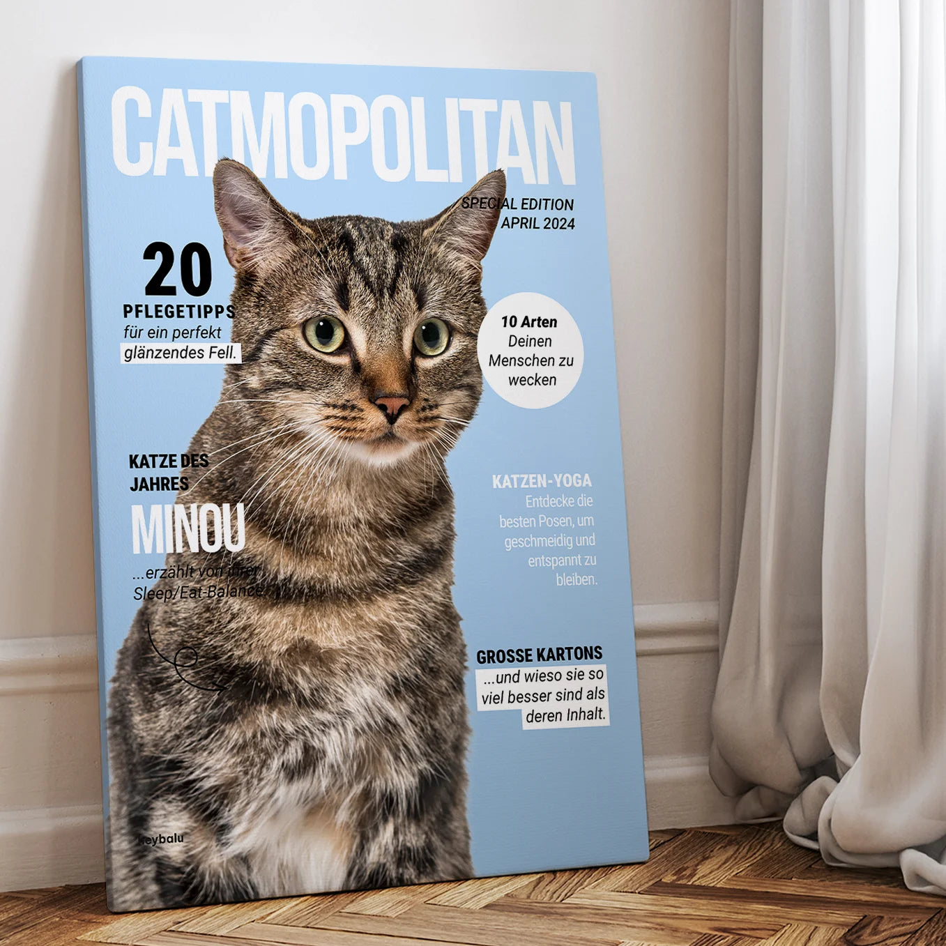 Personalisierte Leinwand Katzenmagazin "Catmopolitan" - heybalu