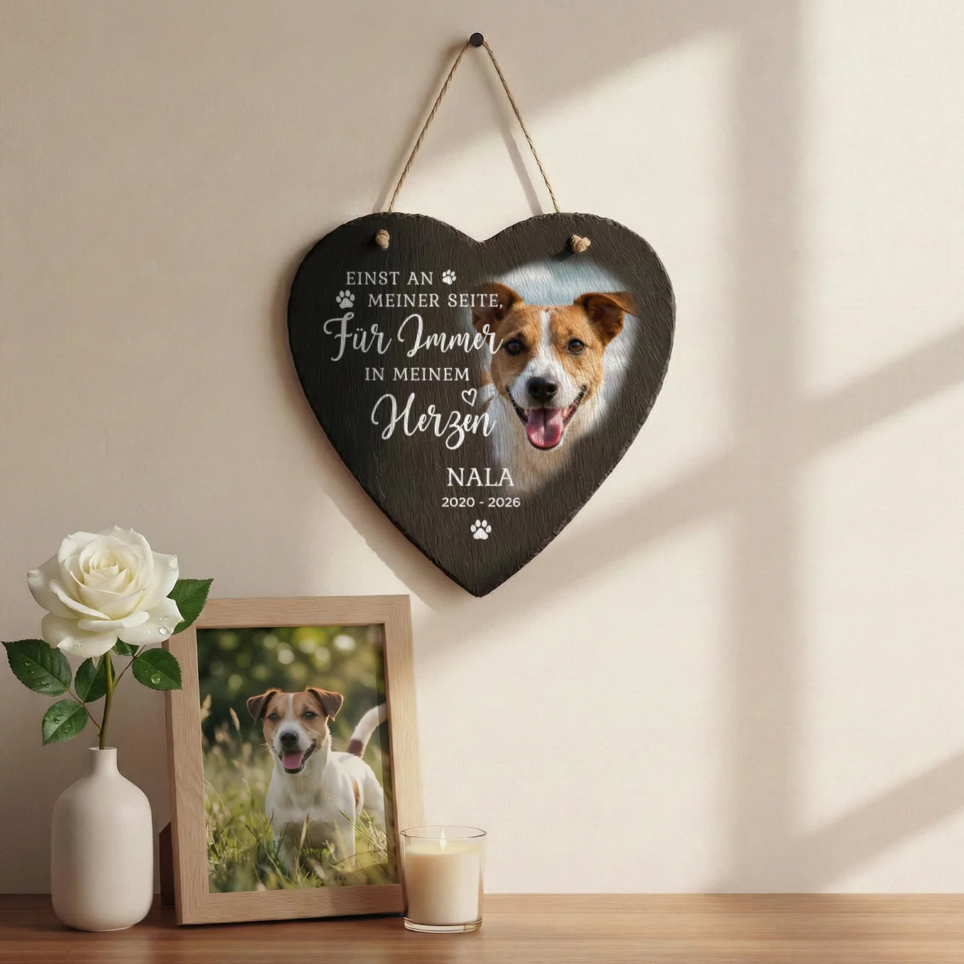 Personalisierte Schieferplatte Herz "Erinnerung"