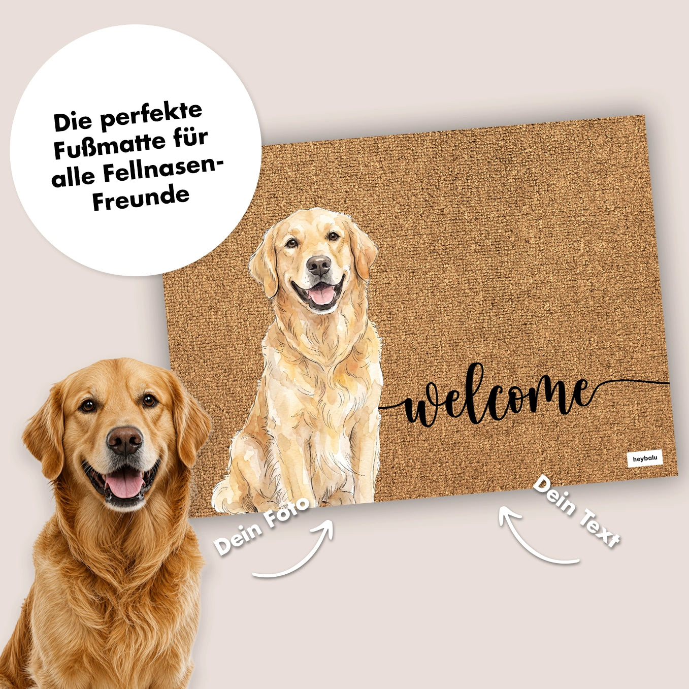 Personalisierte Fußmatte Hund "Wasserfarben"