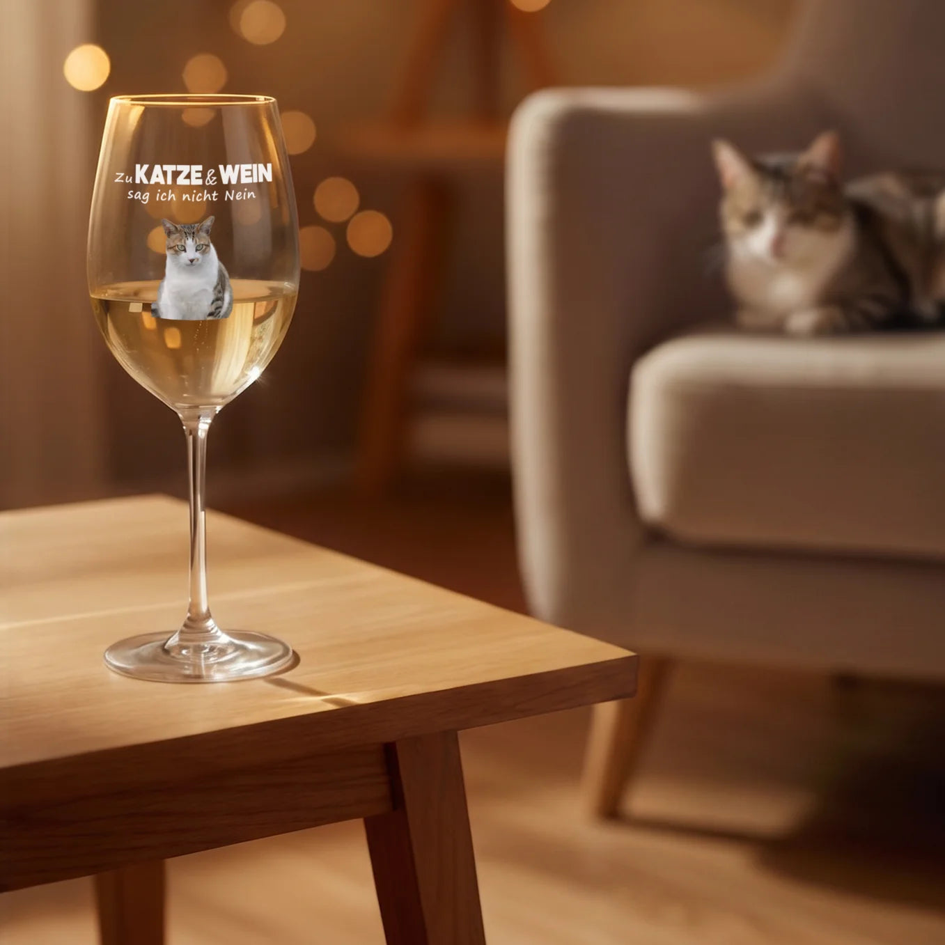 Personalisiertes Weinglas "Katze & Wein"