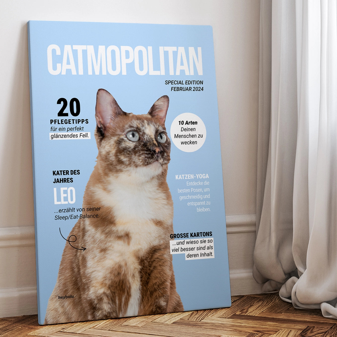 Personalisierte Leinwand Katzenmagazin "Catmopolitan"