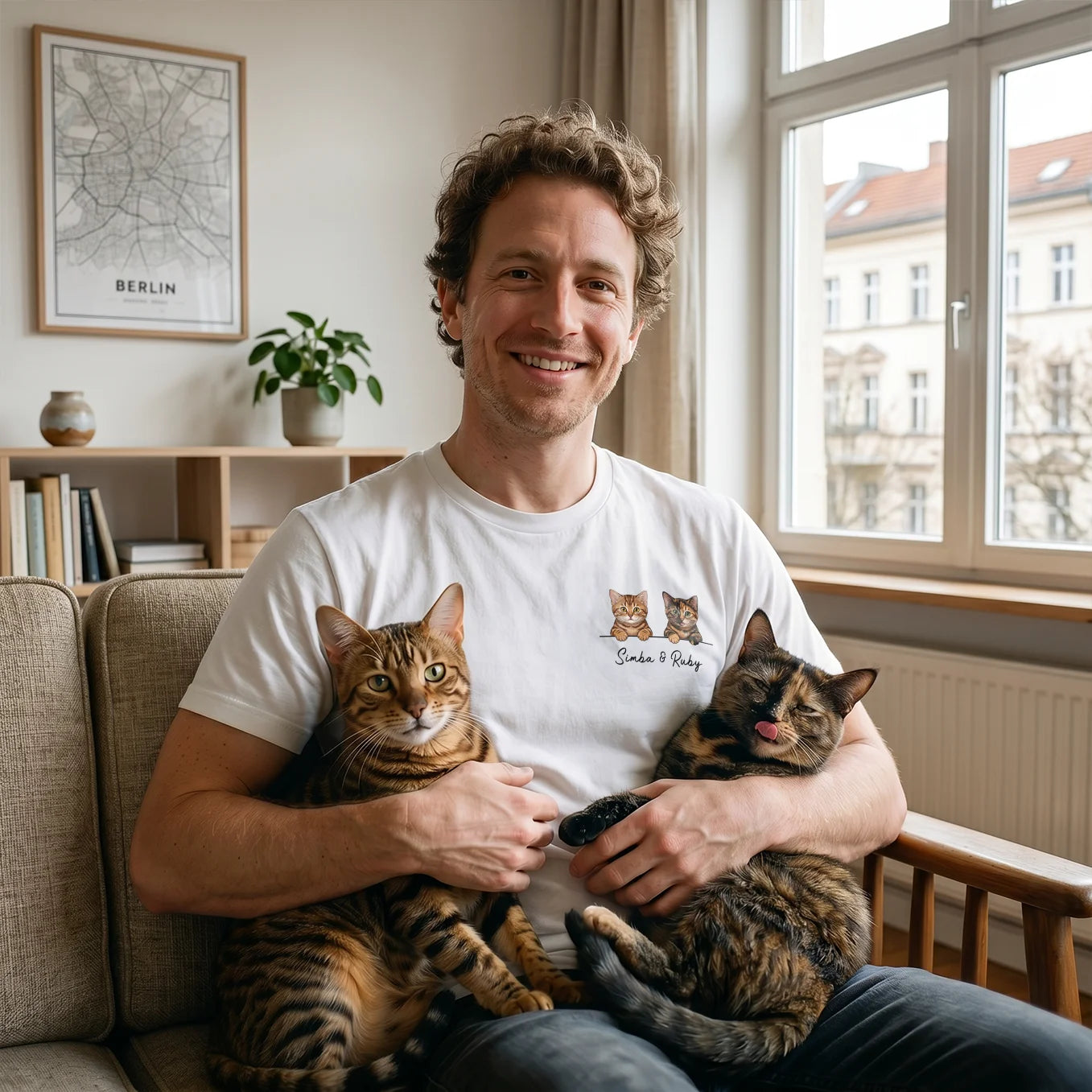 Personalisiertes T-Shirt "Cartoon Katze"