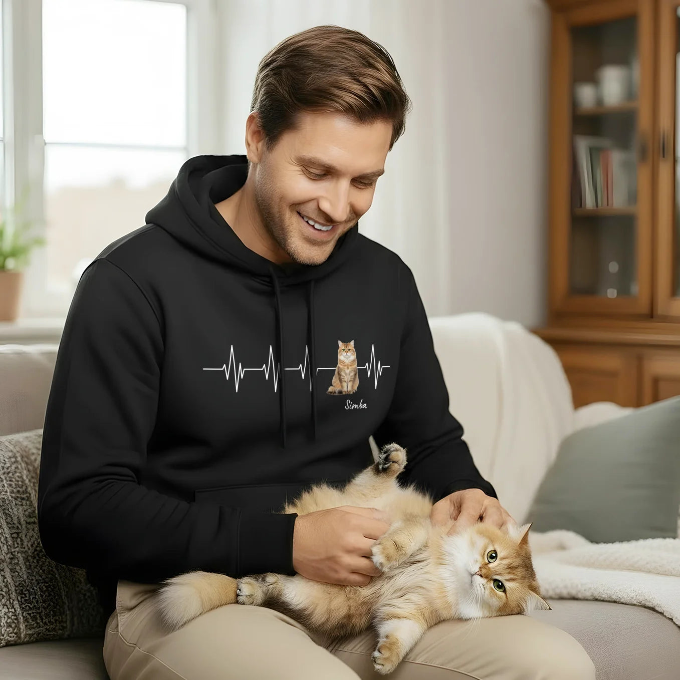 Personalisierter Hoodie ''Herzschlag Katzenfoto''