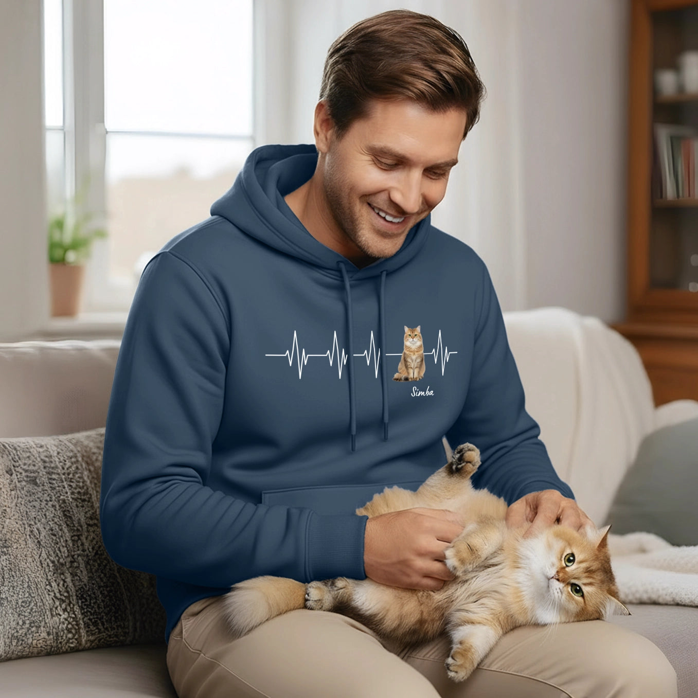 Personalisierter Hoodie ''Herzschlag Katzenfoto''