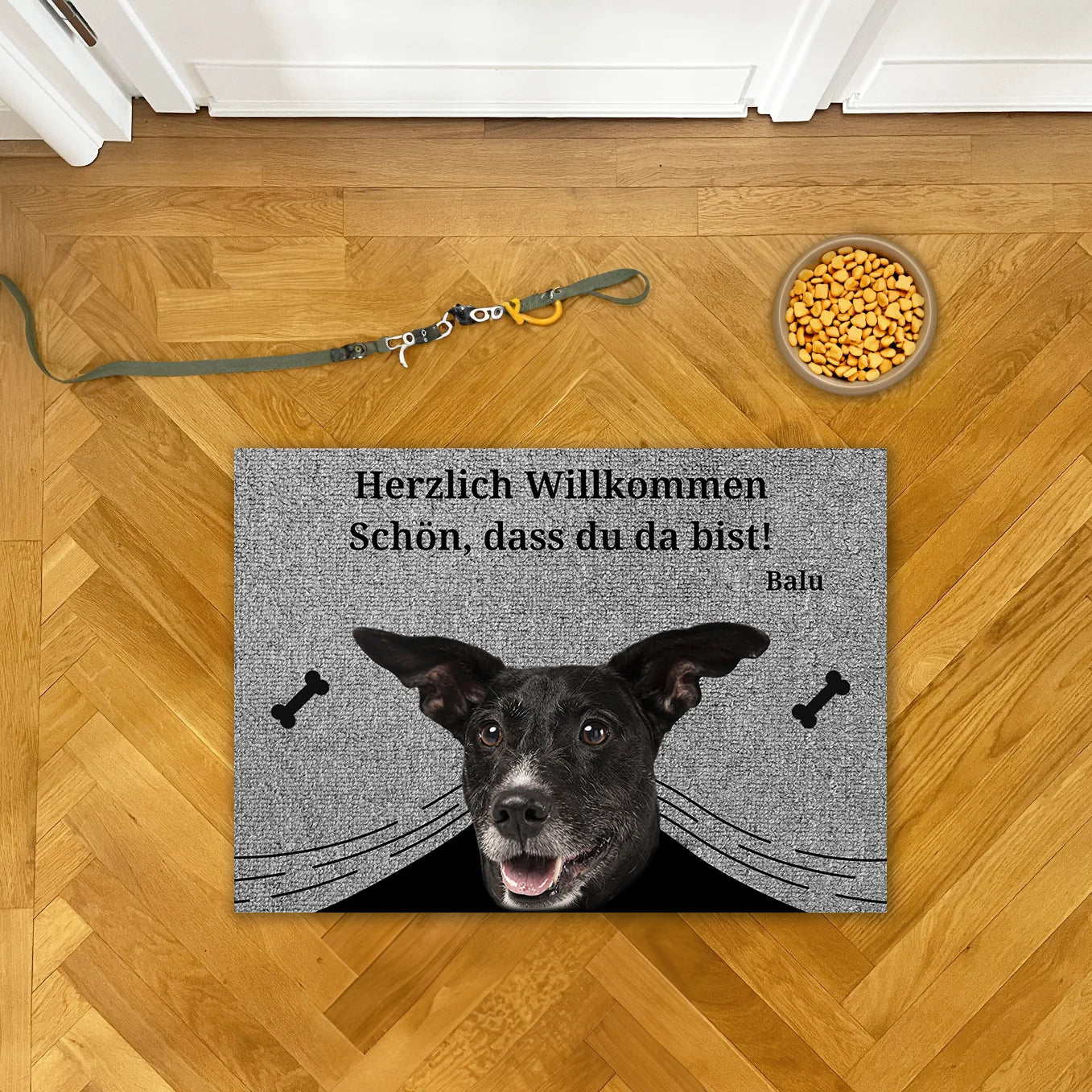 Personalisierte Fußmatte "Spähende Haustiere" mit Foto