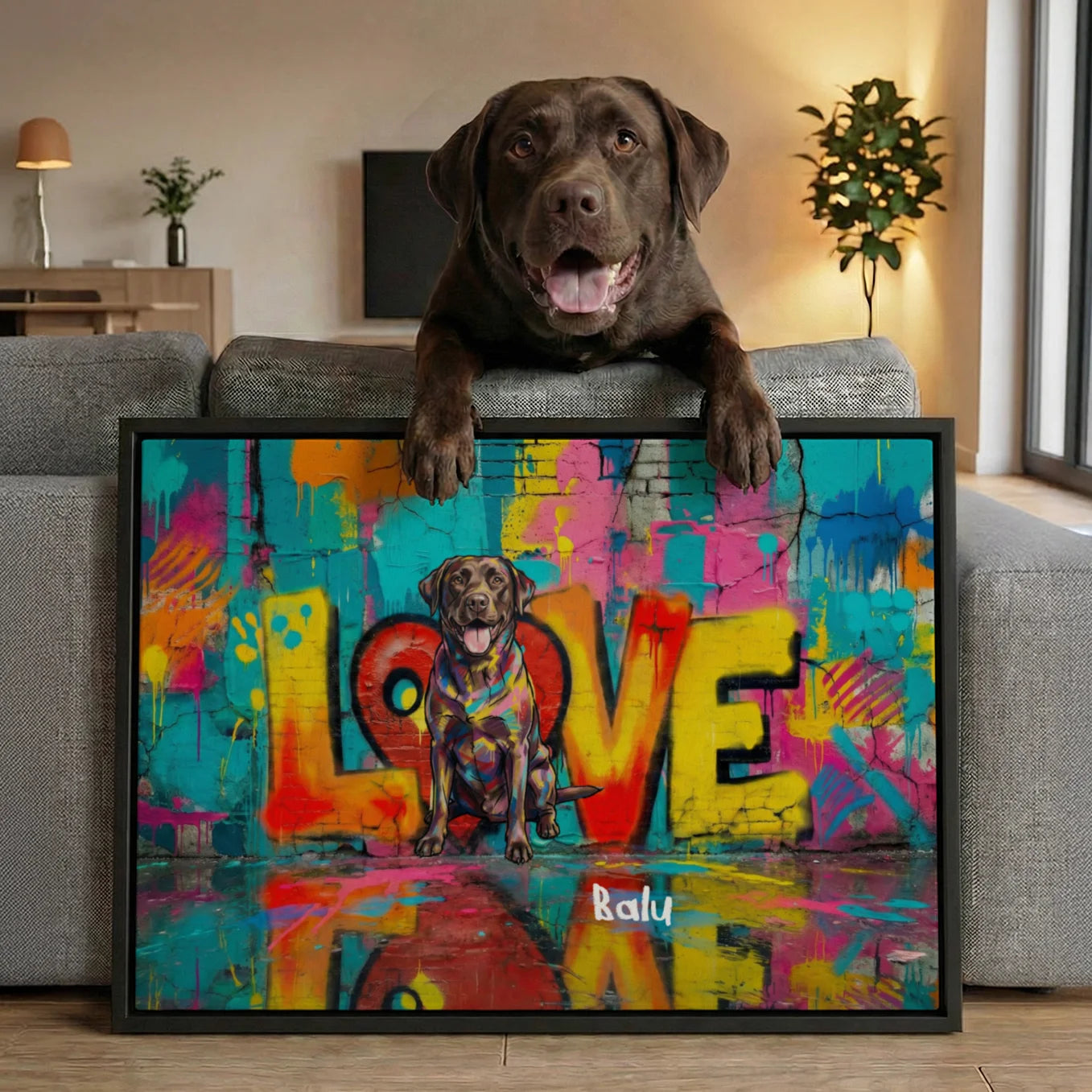 Personalisierte Leinwand "LOVE" Hund