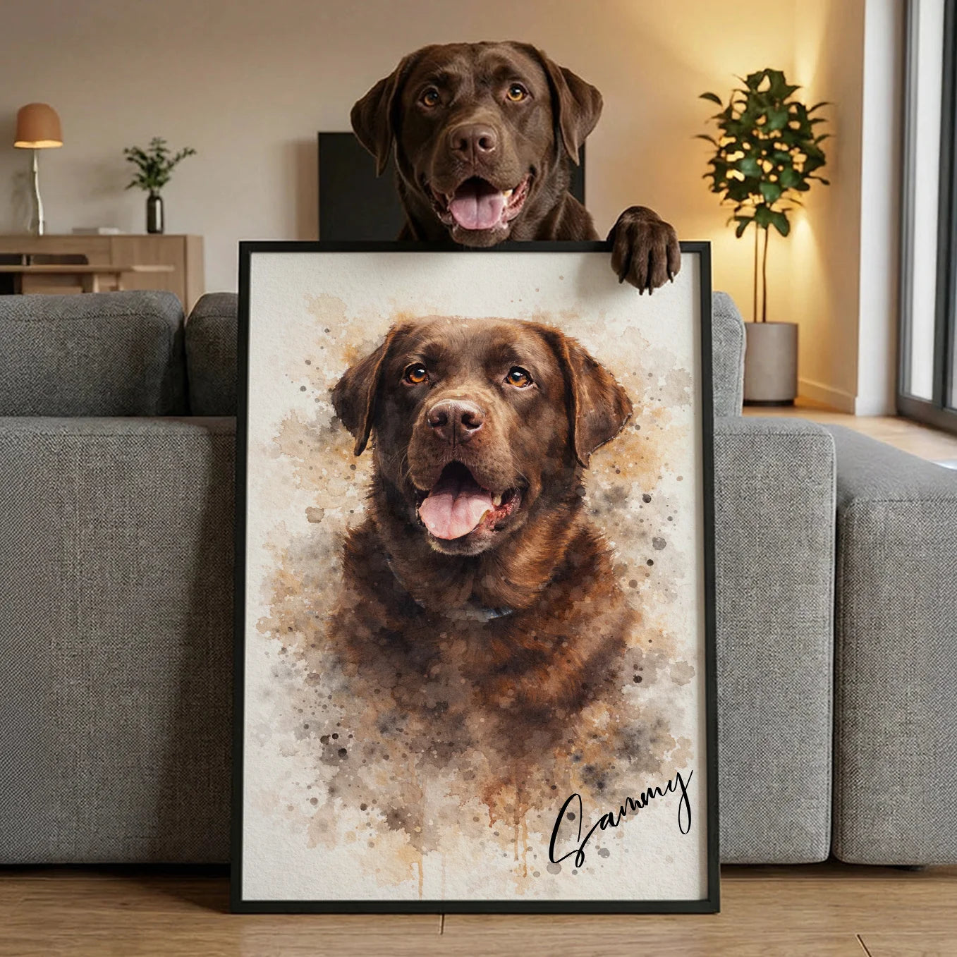 Personalisiertes Portrait Hund "Wasserfarben"