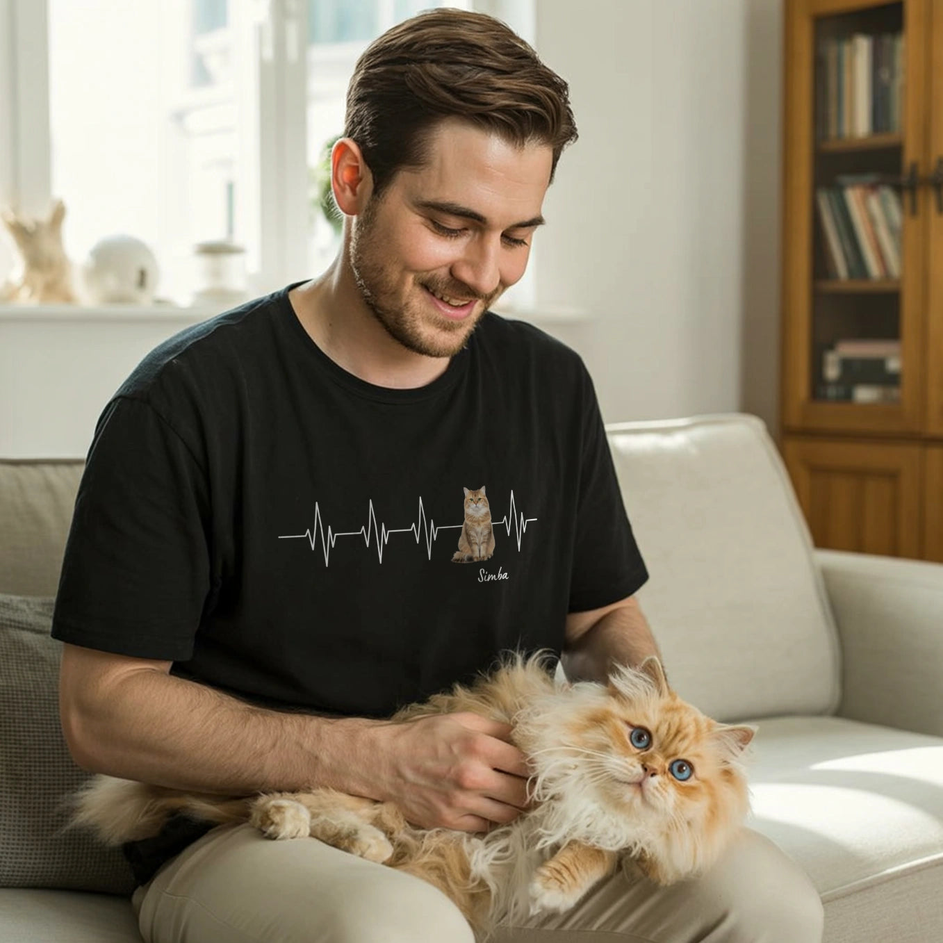 Personalisiertes T-Shirt Katze "Herzschlag"