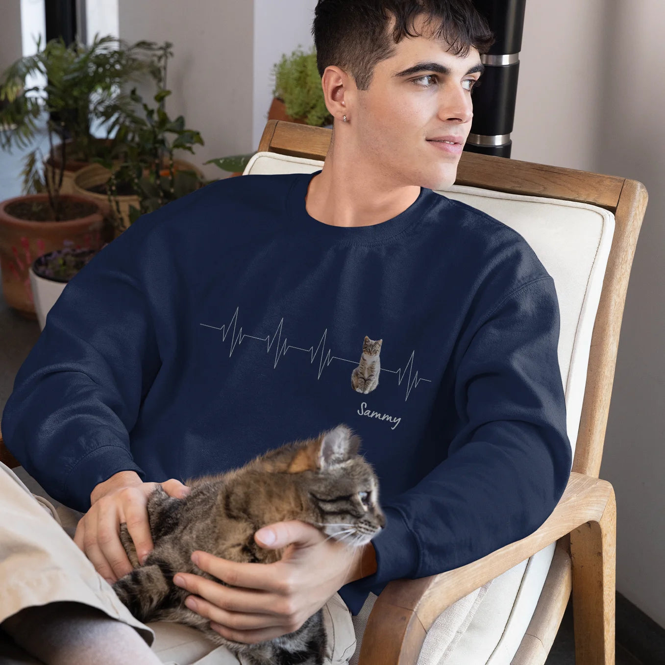 Personalisierter Sweater ''Herzschlag Katzenfoto''