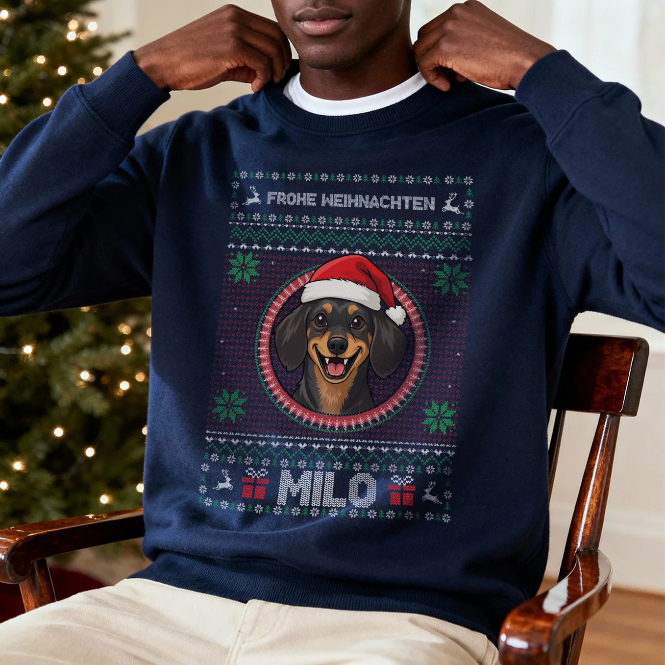Personalisierter Christmas Sweater "Cartoon Portrait"